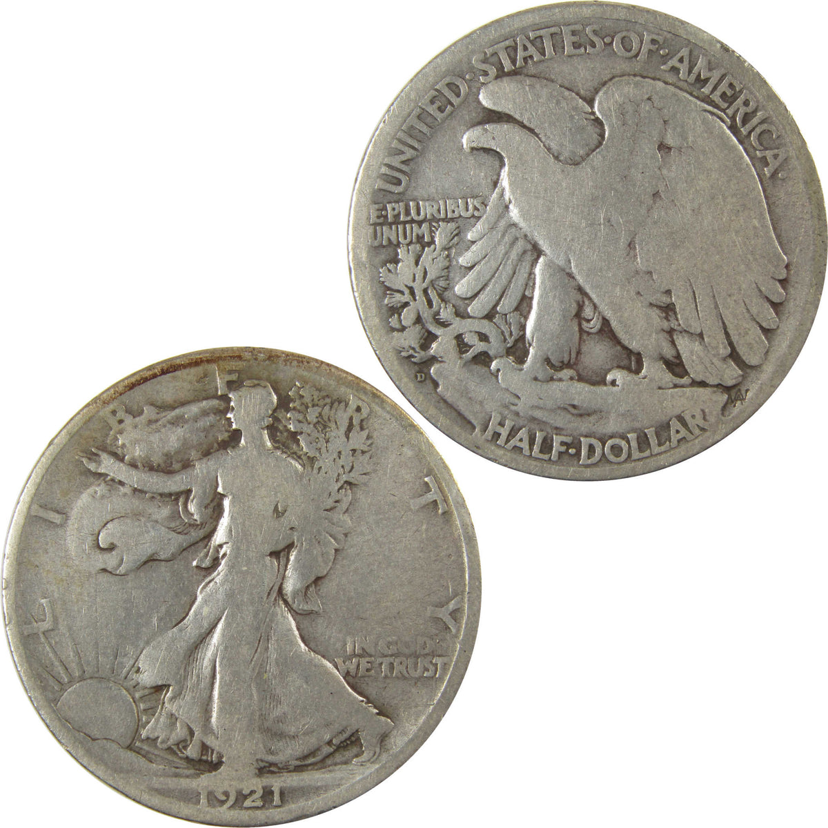 1921 D Liberty Walking Silver 50c VG Very Good Details SKU:I22776