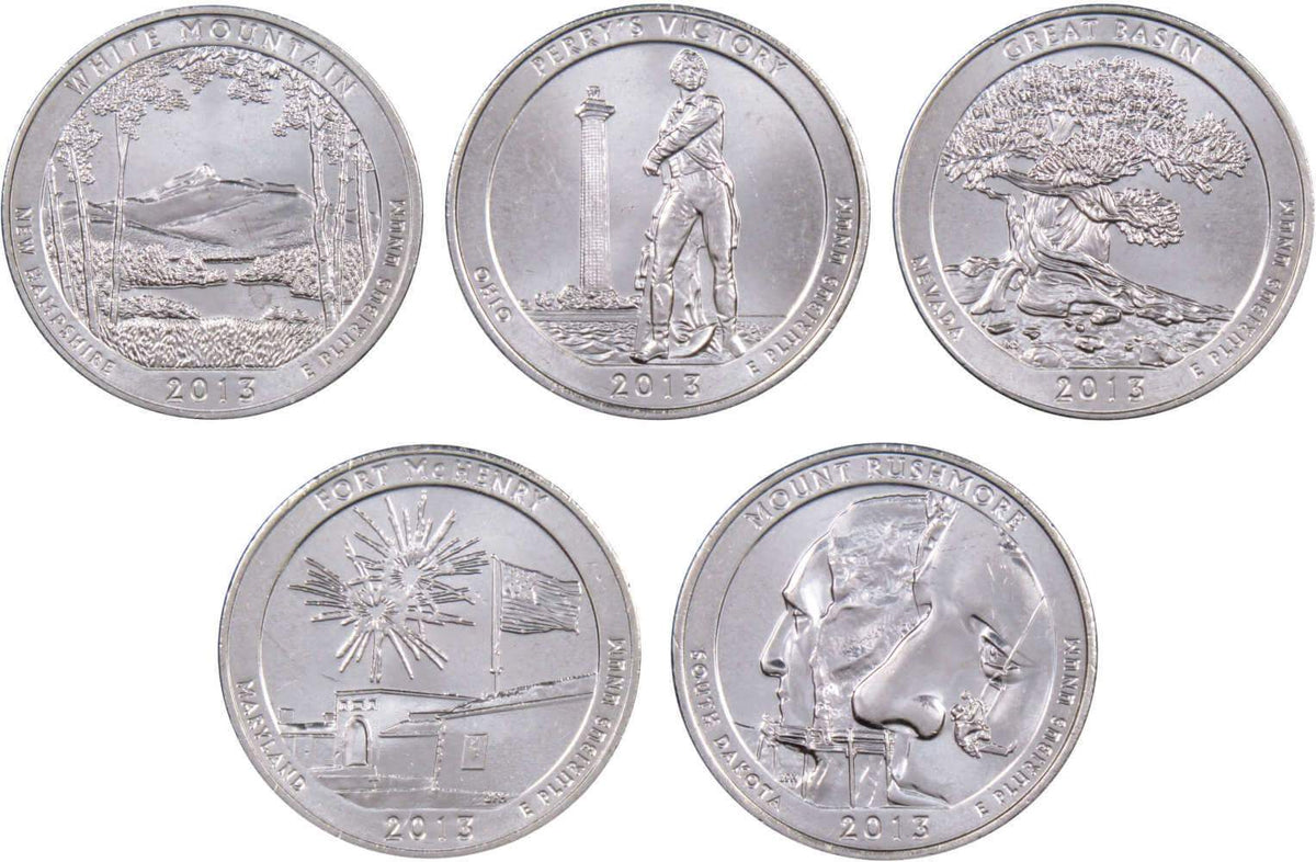 2013 D Quarter 5 Coin Set Clad Uncirculated Mint State 25c Collectible