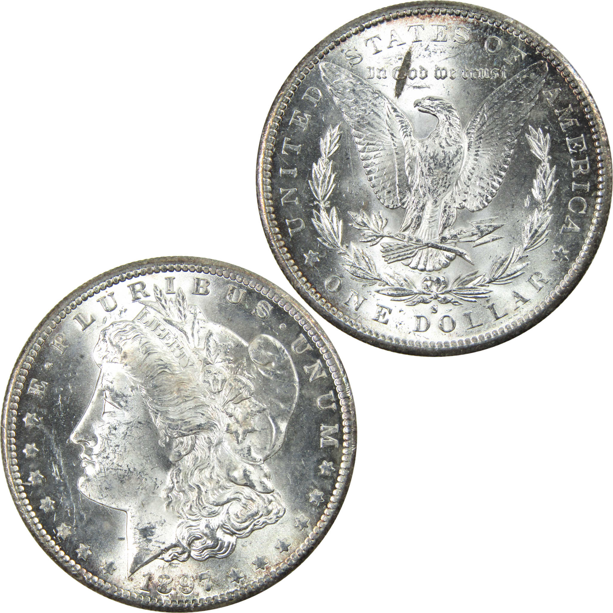 1897 S Morgan Dollar Uncirculated Silver $1 Coin SKU:I13872 - Morgan coin - Morgan silver dollar - Morgan silver dollar for sale - Profile Coins & Collectibles