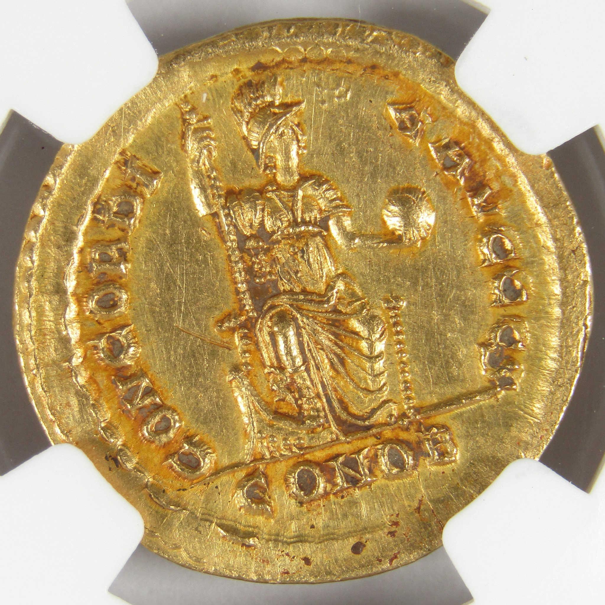 375-392 AD Valentinian II Gold Solidus MS NGC Ancient Roman Coin