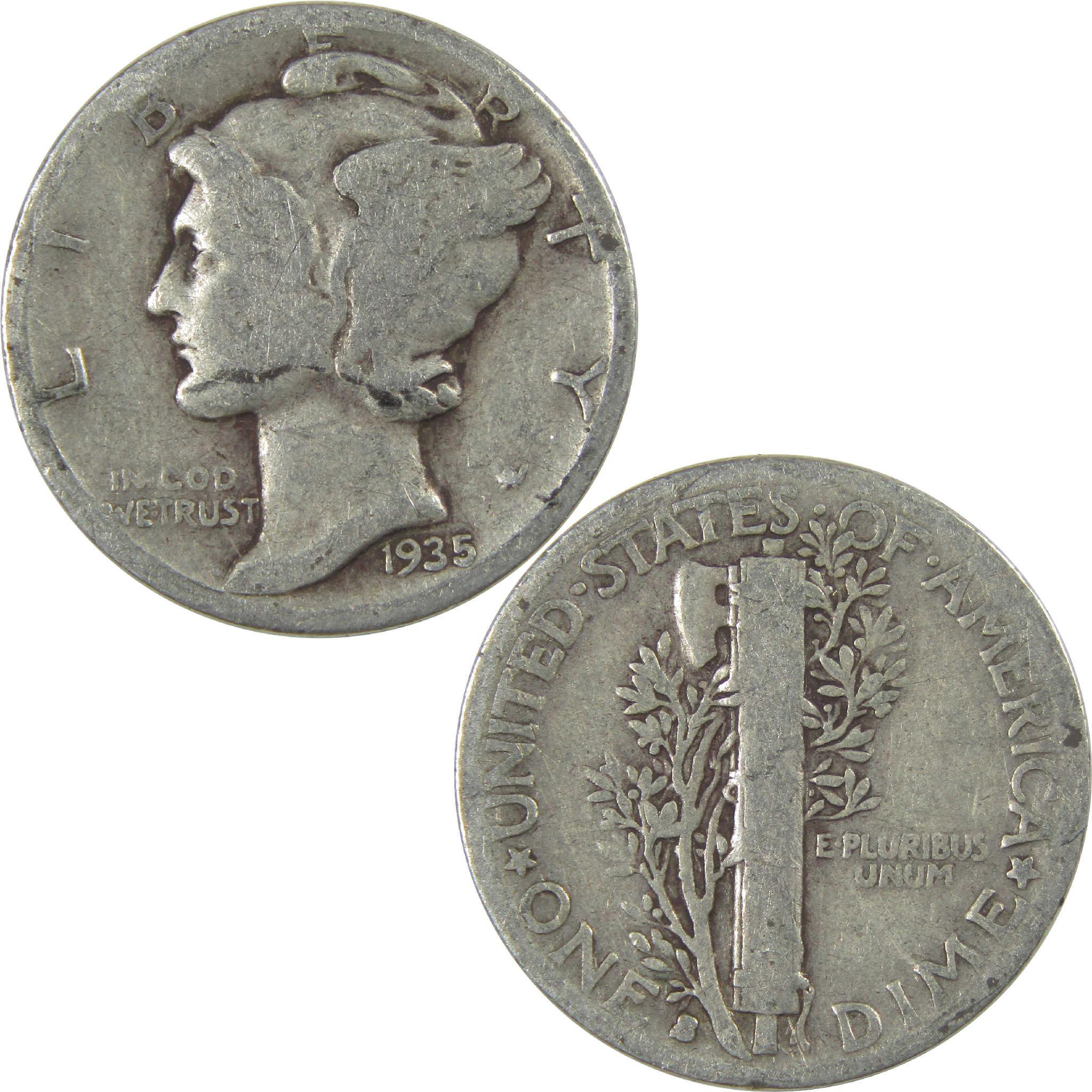 1935 S Mercury Dime Circulated Silver 10c Coin Collectible