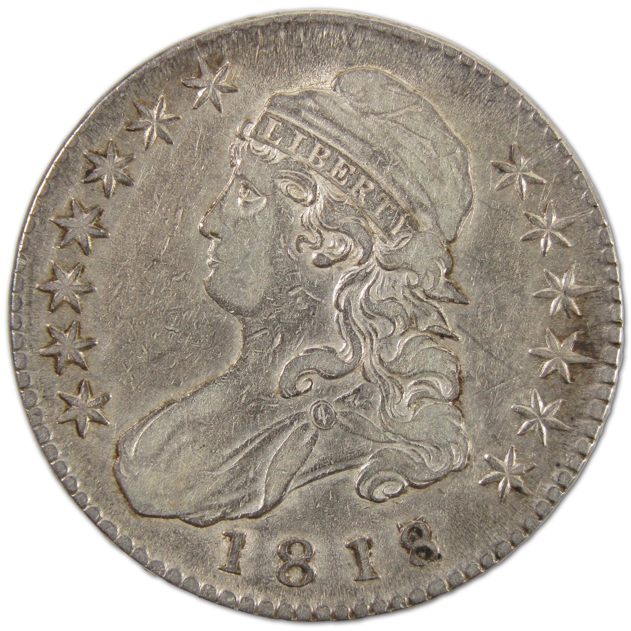 1818/7 Large 8 Capped Bust Half Dollar XF Details Silver SKU:I10921