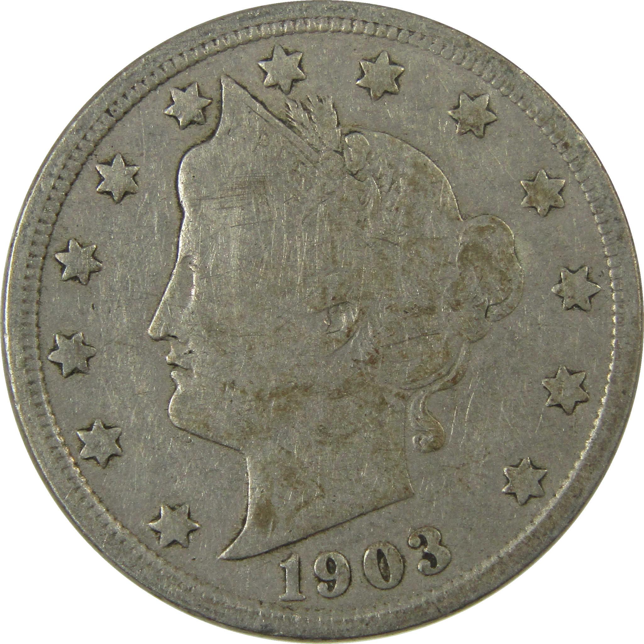1903 Liberty Head V Nickel VG Very Good 5c Coin Collectible SKU:I26924