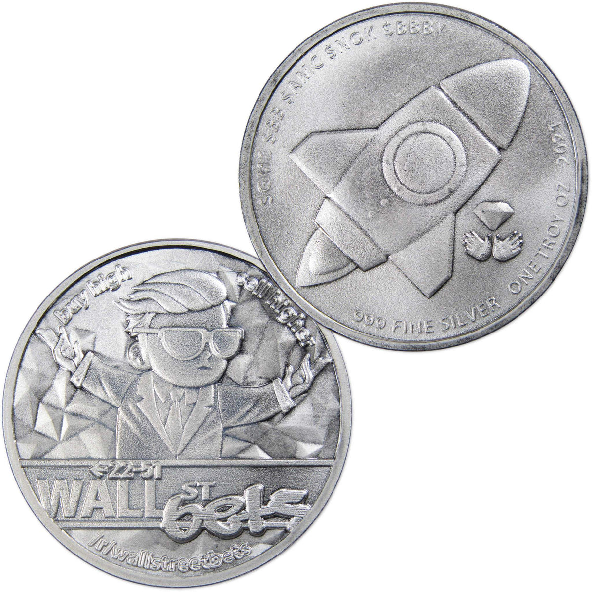 2021 Wall Street Bets Diamond Hands 1oz .999 Silver Round Uncirculated