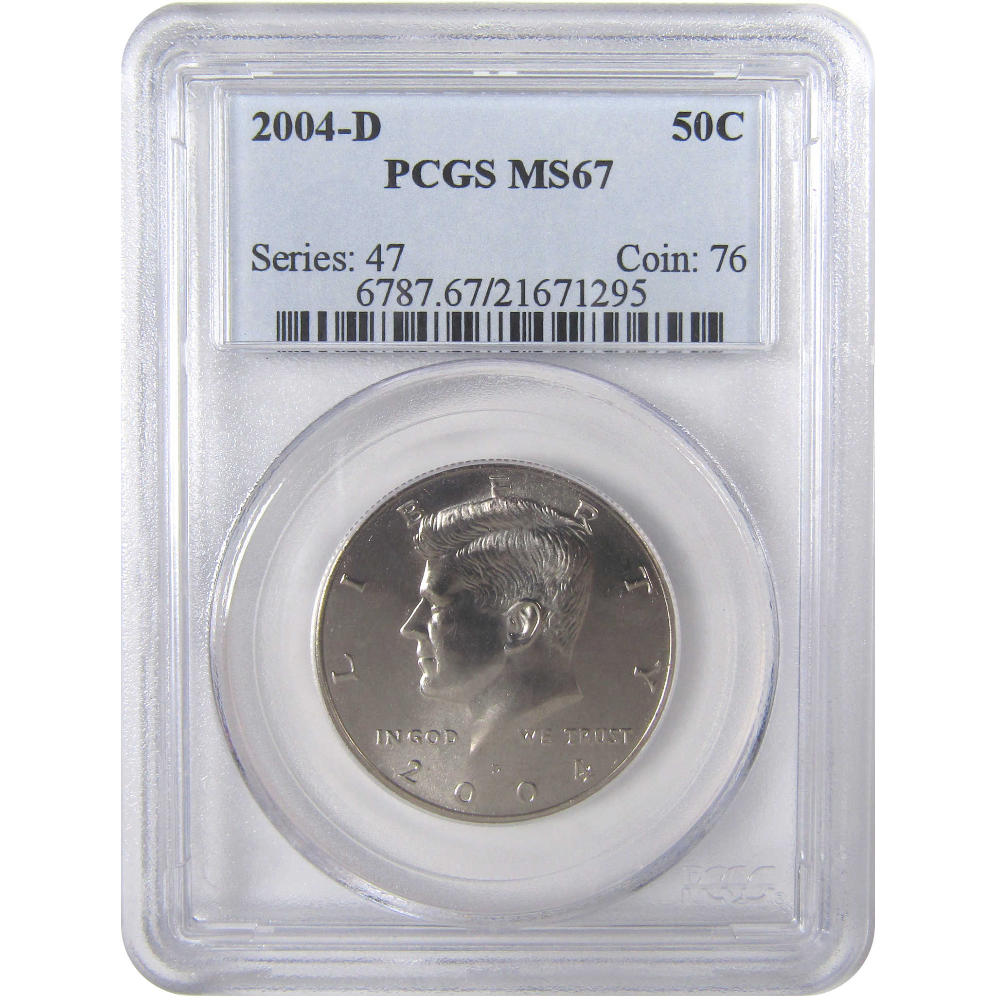 2004 D Kennedy Half Dollar MS 67 PCGS Clad Uncirculated SKU:CPC9634