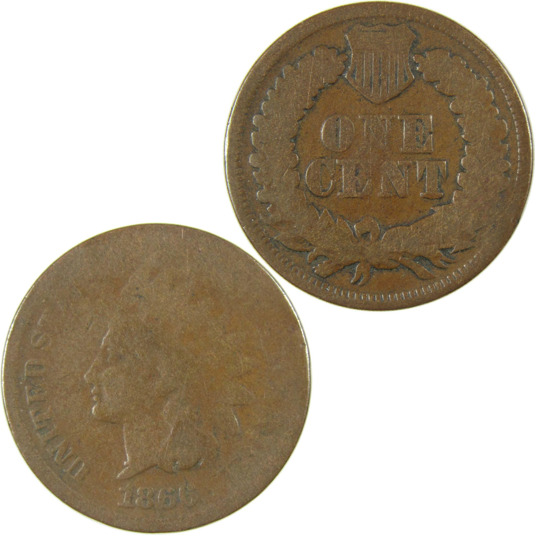 1866 Indian Head Cent G Good Penny 1c Coin Collectible SKU:I27817