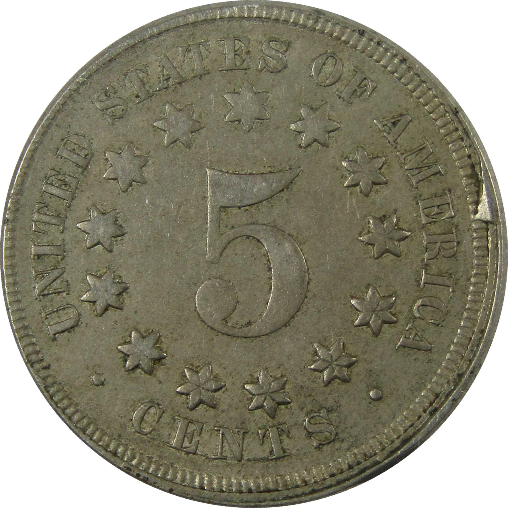 1867 No Rays Shield Nickel XF EF Extremely Fine Details SKU:I27865