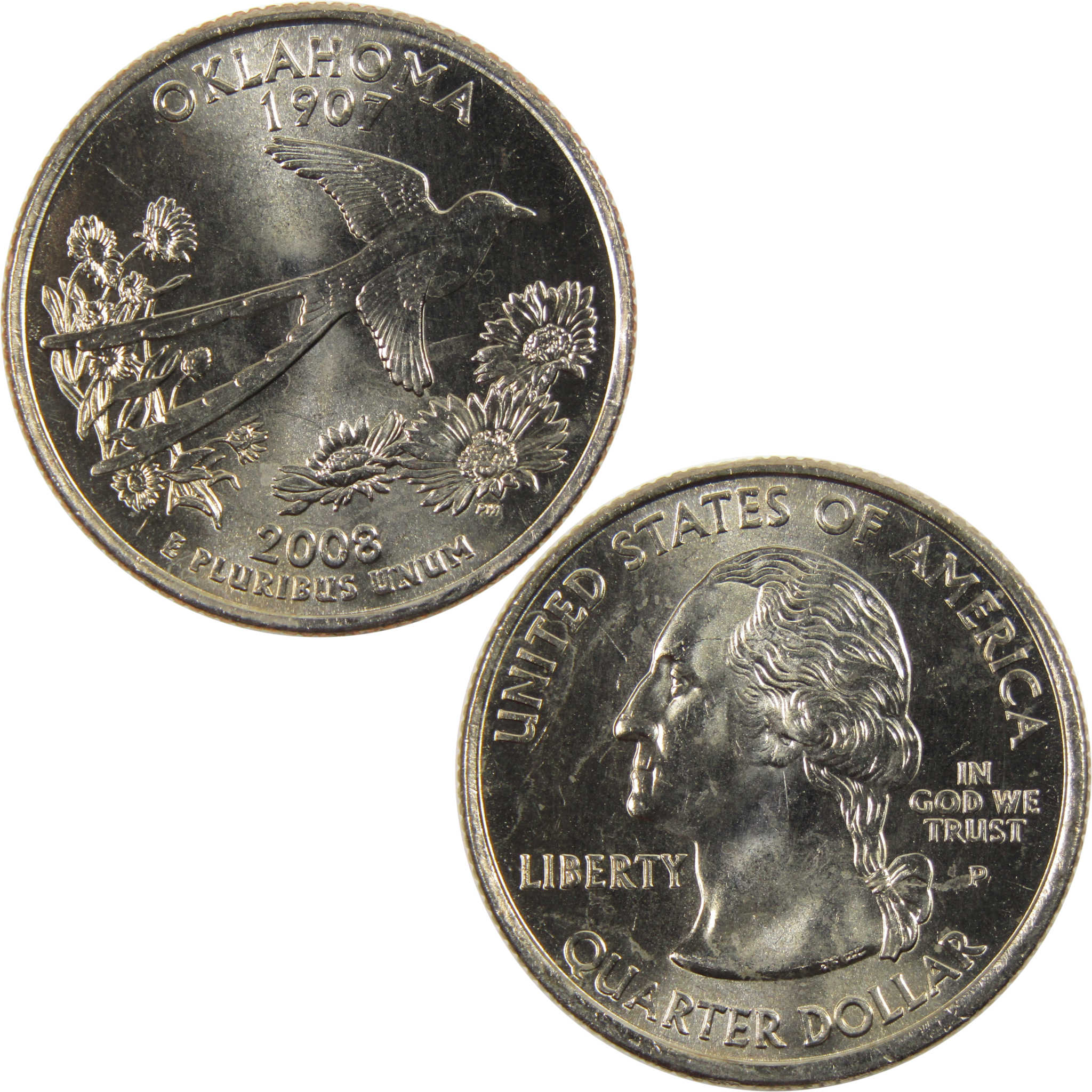 2008 P Oklahoma State Quarter BU Uncirculated Clad 25c Coin