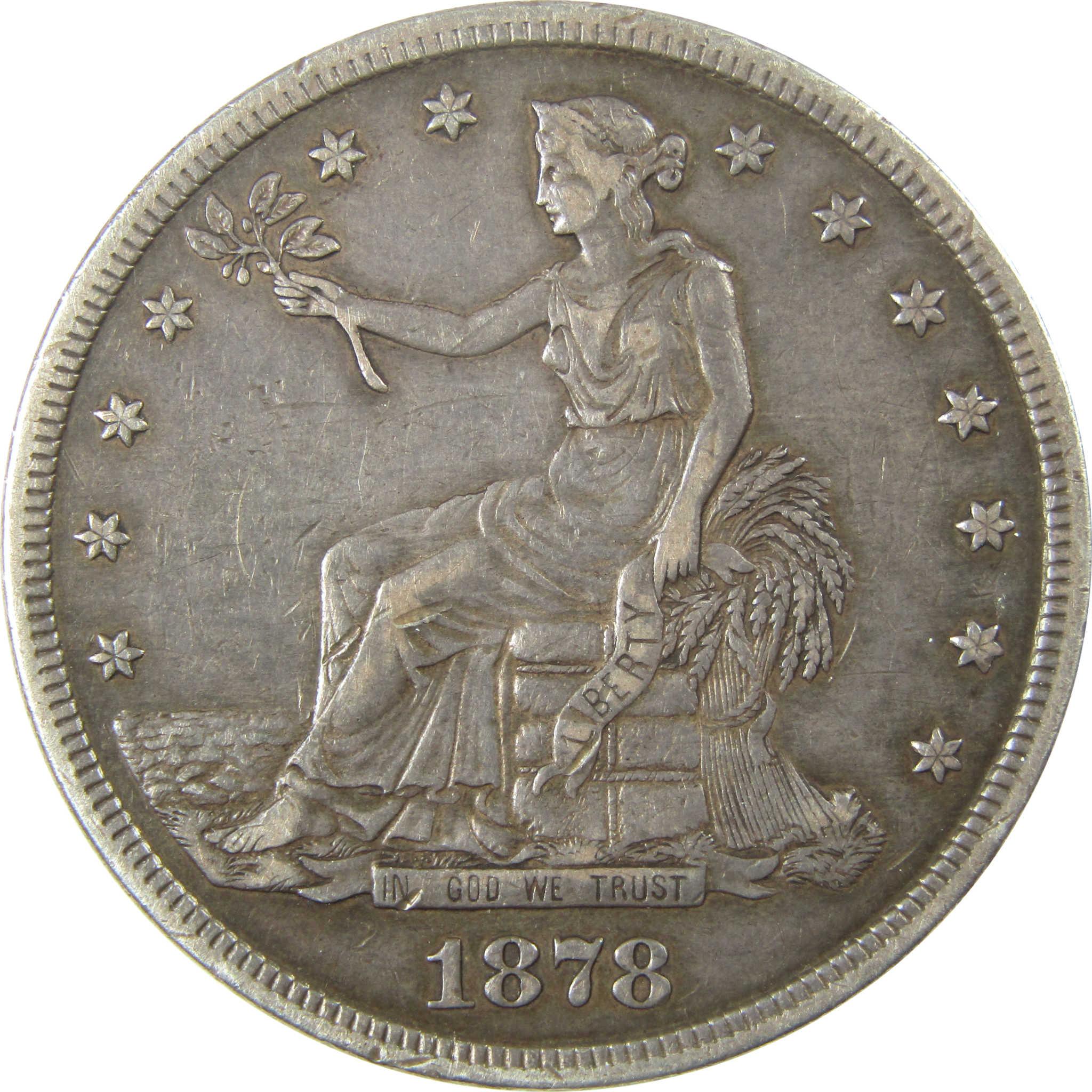 1878 S Trade Silver Dollar XF EF Extremely Fine $1 Coin SKU:I25376
