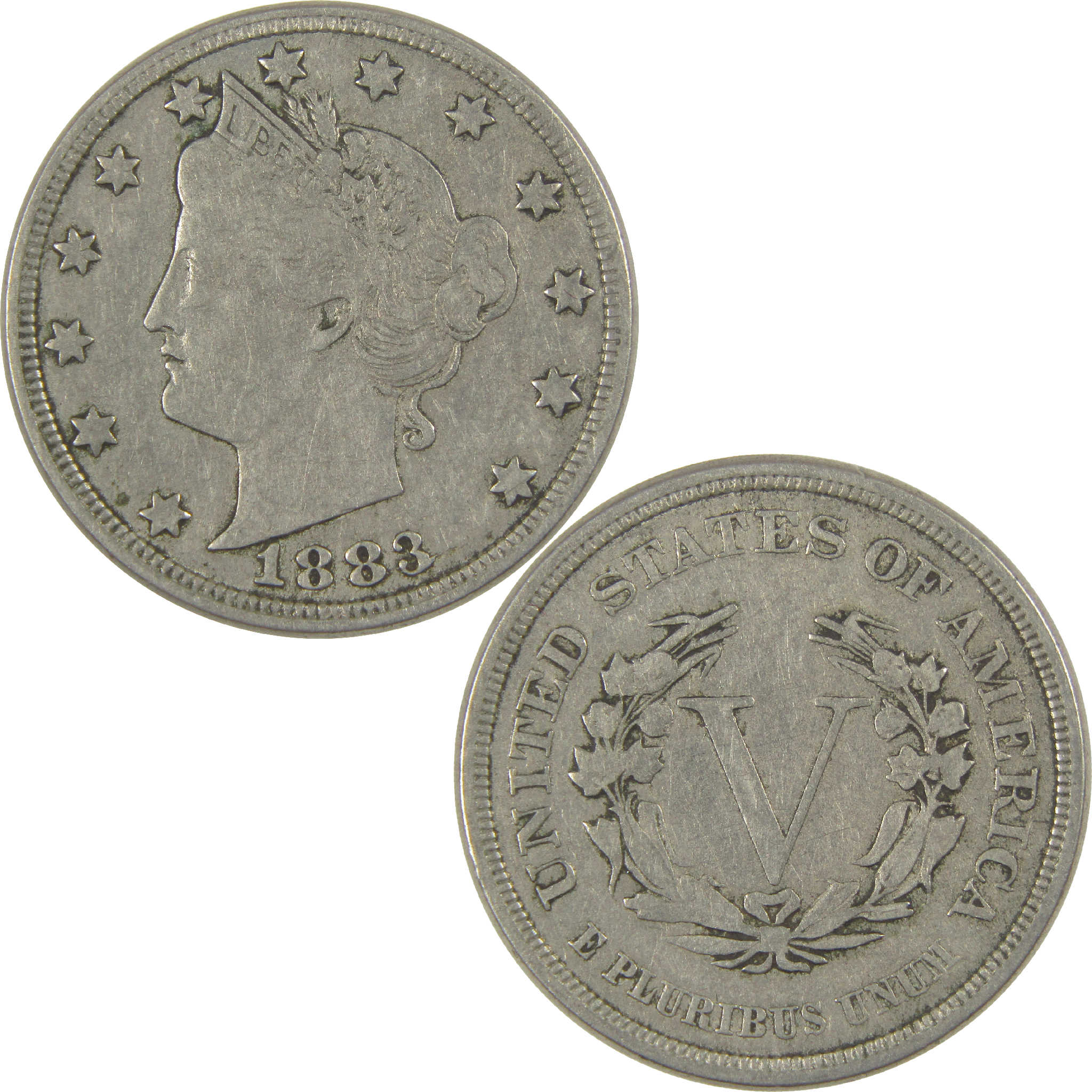 1883 No Cents Liberty Head V Nickel VF Very Fine 5c Coin