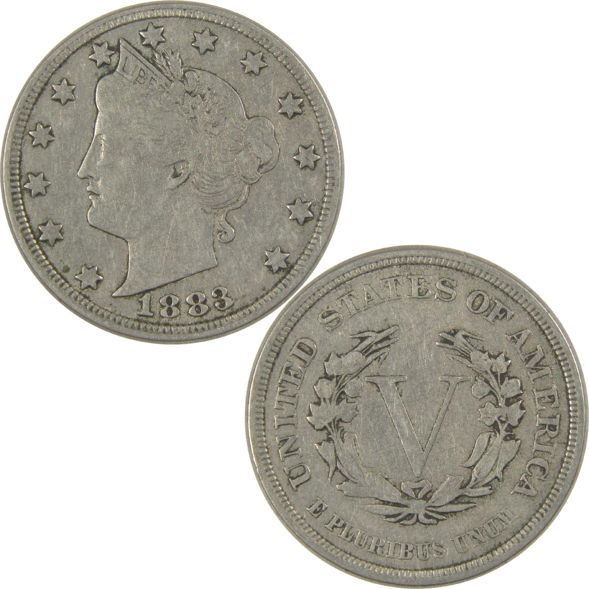 1883 No Cents Liberty Head V Nickel VF Very Fine 5c Coin