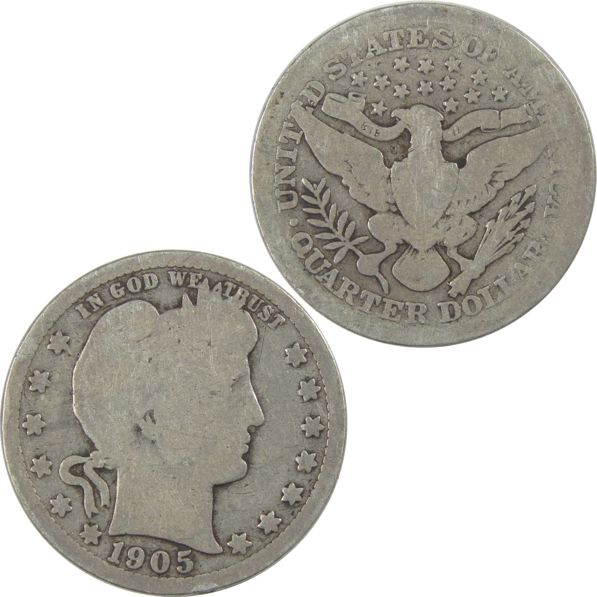 1905 Barber Quarter AG About Good Silver 25c Coin SKU:I21811