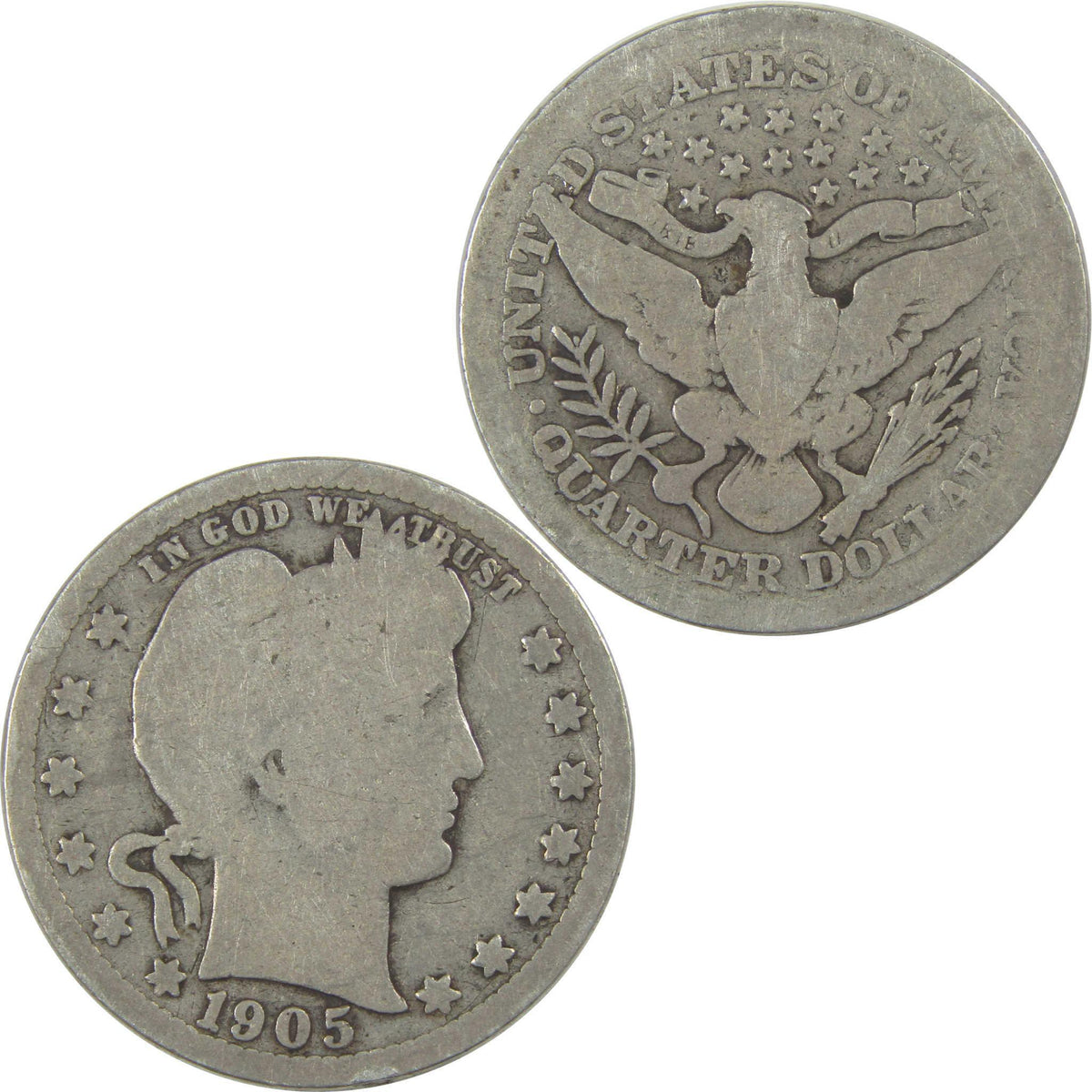 1905 Barber Quarter AG About Good Silver 25c Coin SKU:I21811