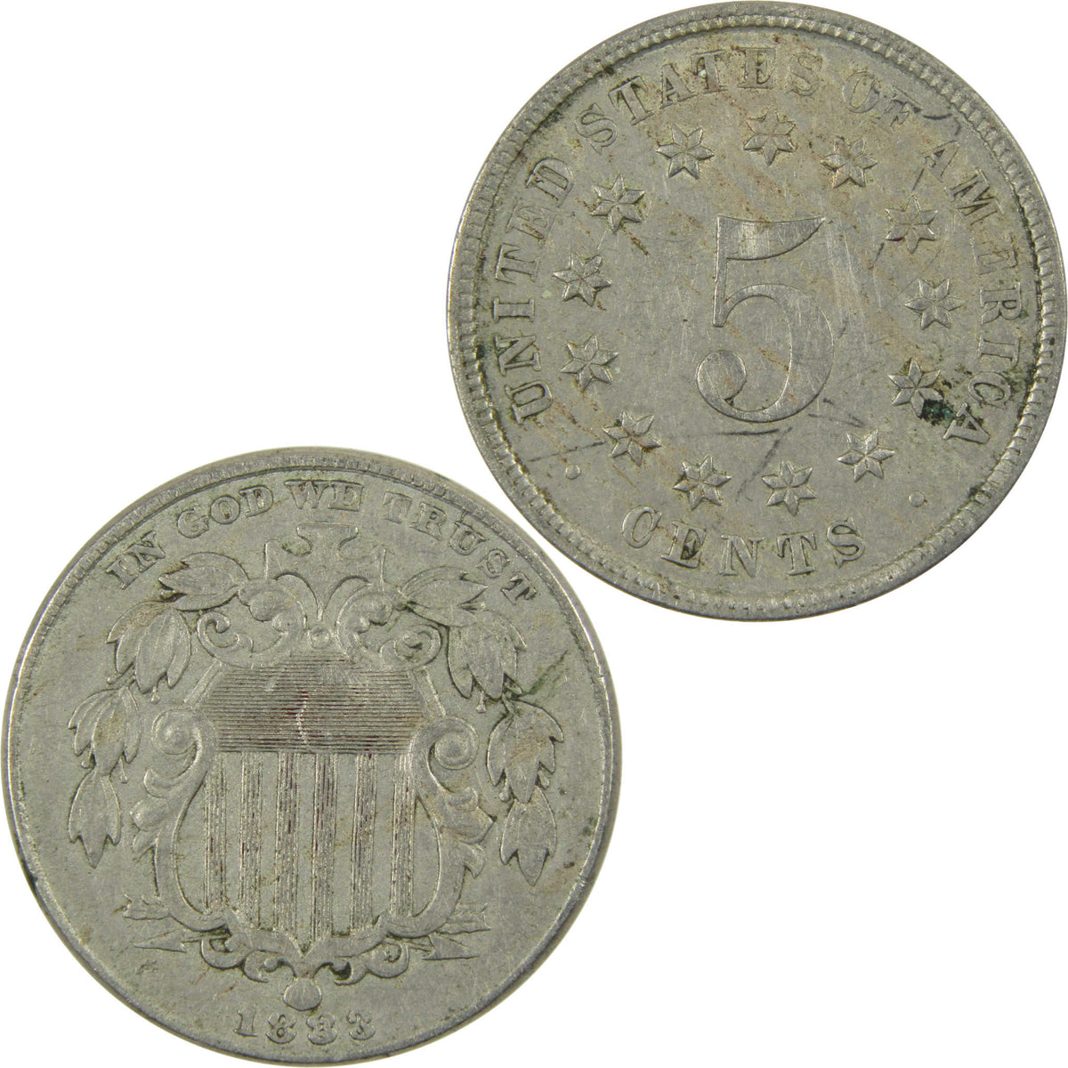 1883 Shield Nickel XF EF Extremely Fine 5c Coin Collectible SKU:CP1753