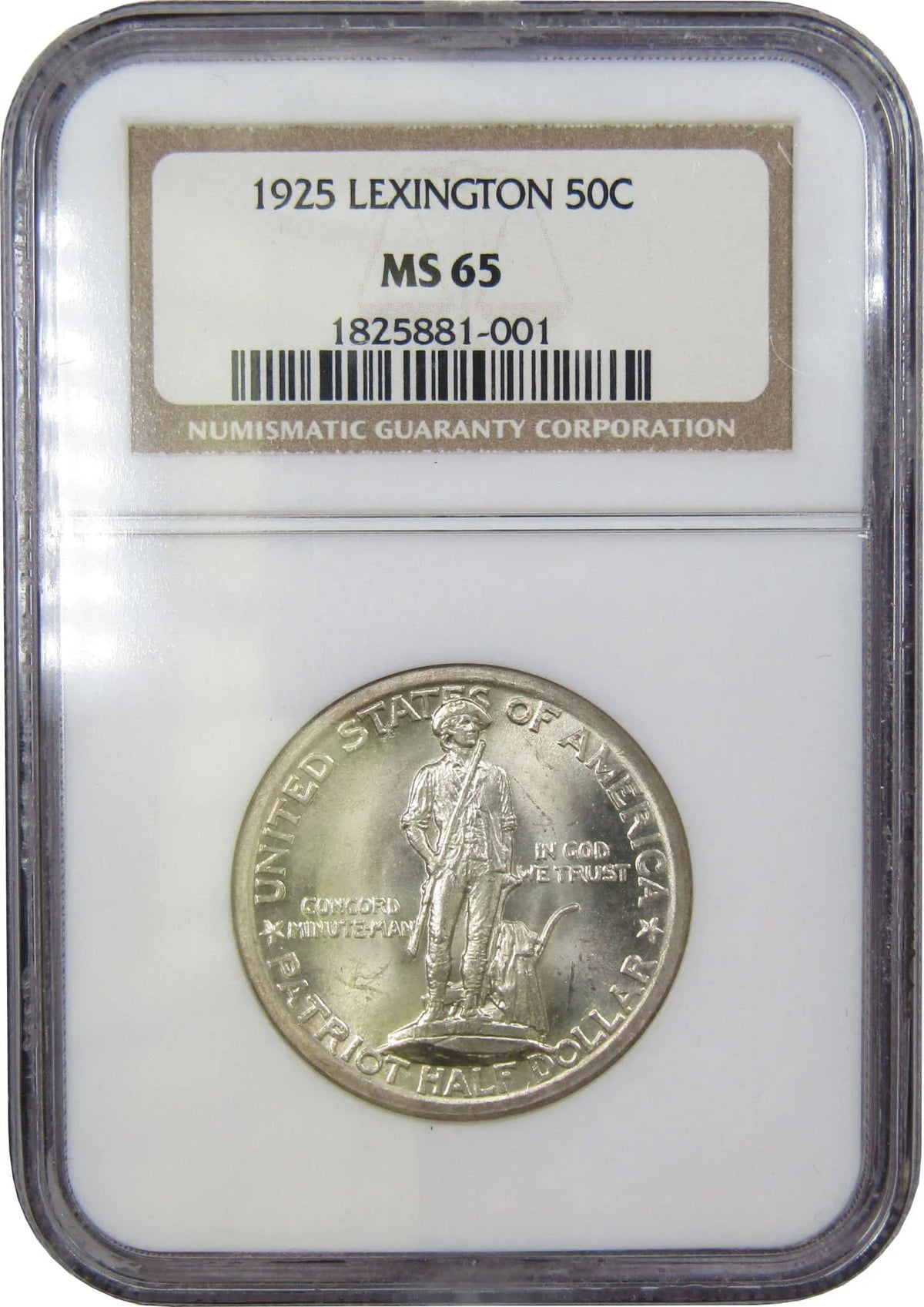 1925 Lexington-Concord Sesquicentennial Silver 50c MS 65 NGC