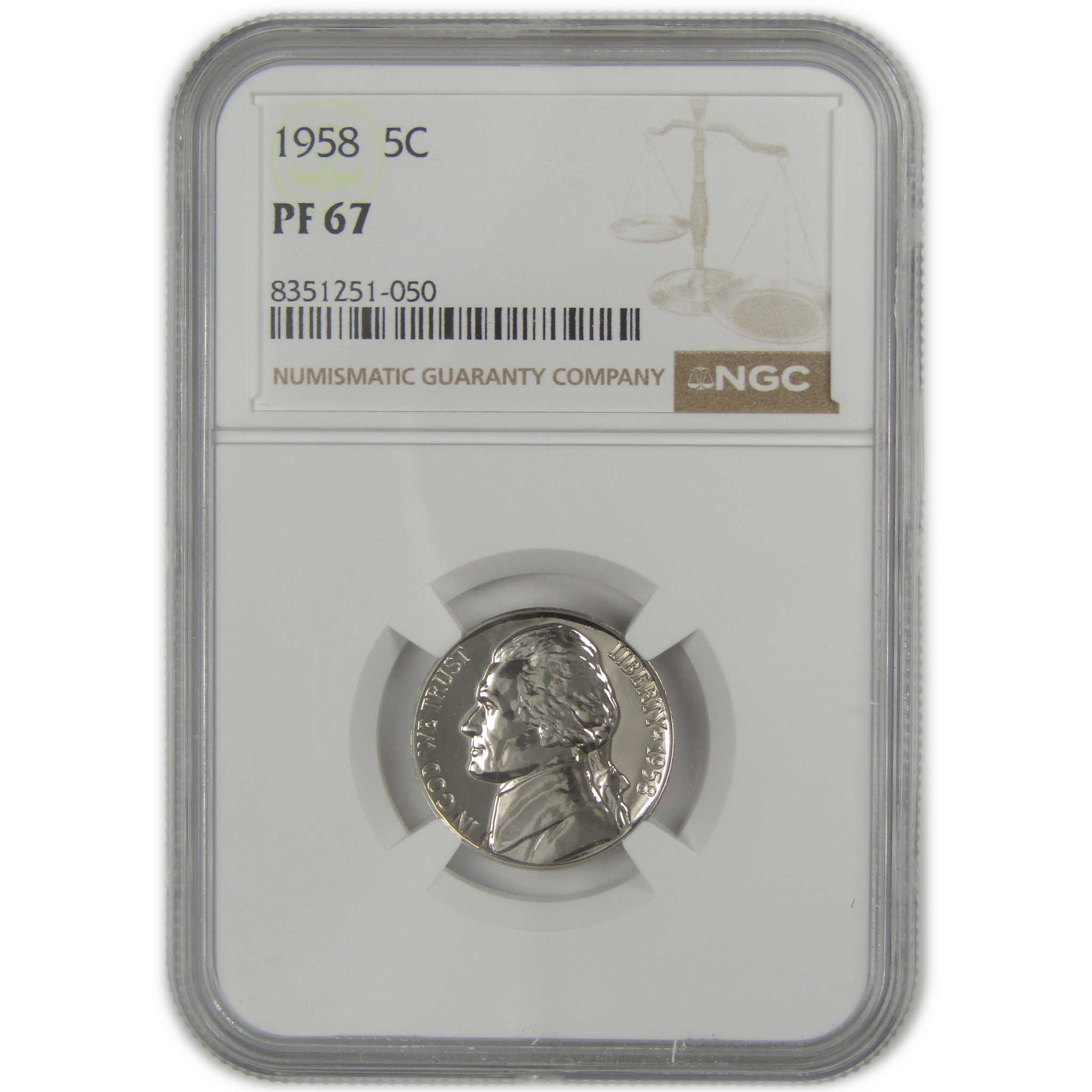 1958 Jefferson Nickel PF 67 NGC Proof 5c Coin SKU:I20646