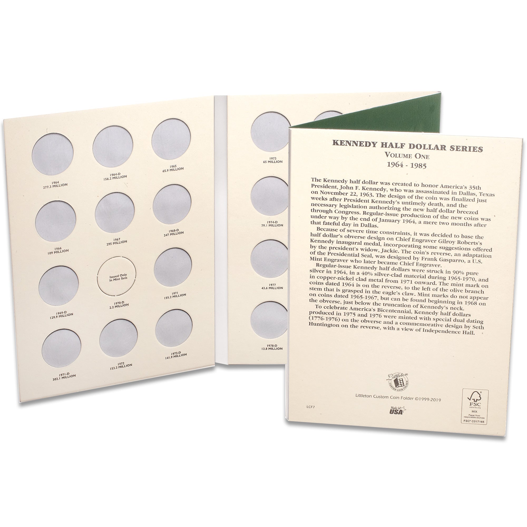 1964-1985 Kennedy Half Dollar Folder Volume 1 Littleton Coin Company