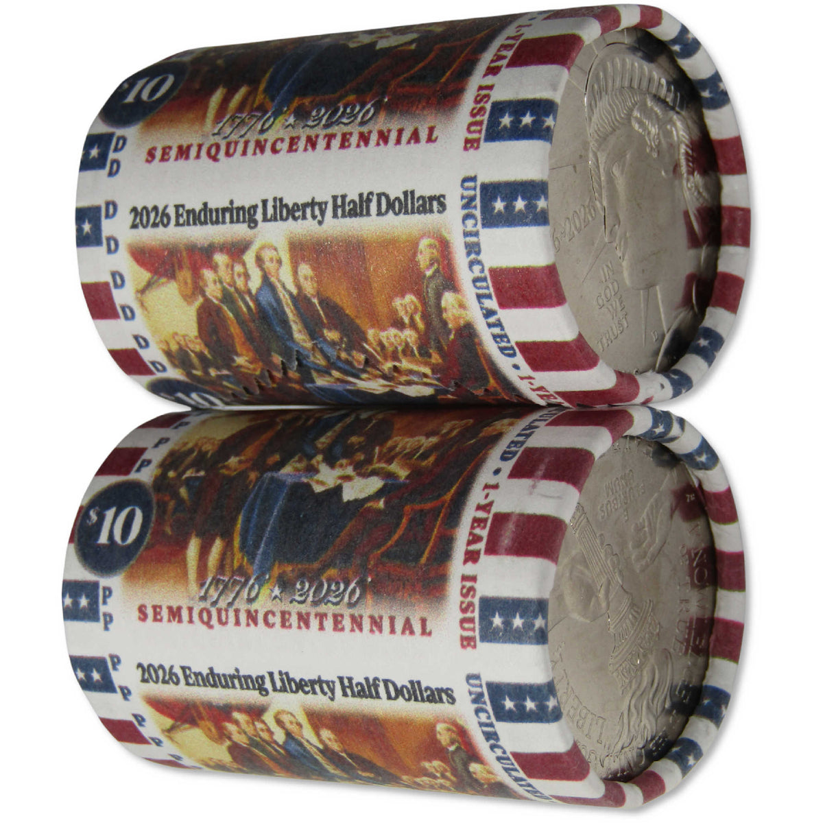 2026 P&D Enduring Liberty Semiquincentennial 50c Uncirculated Rolls