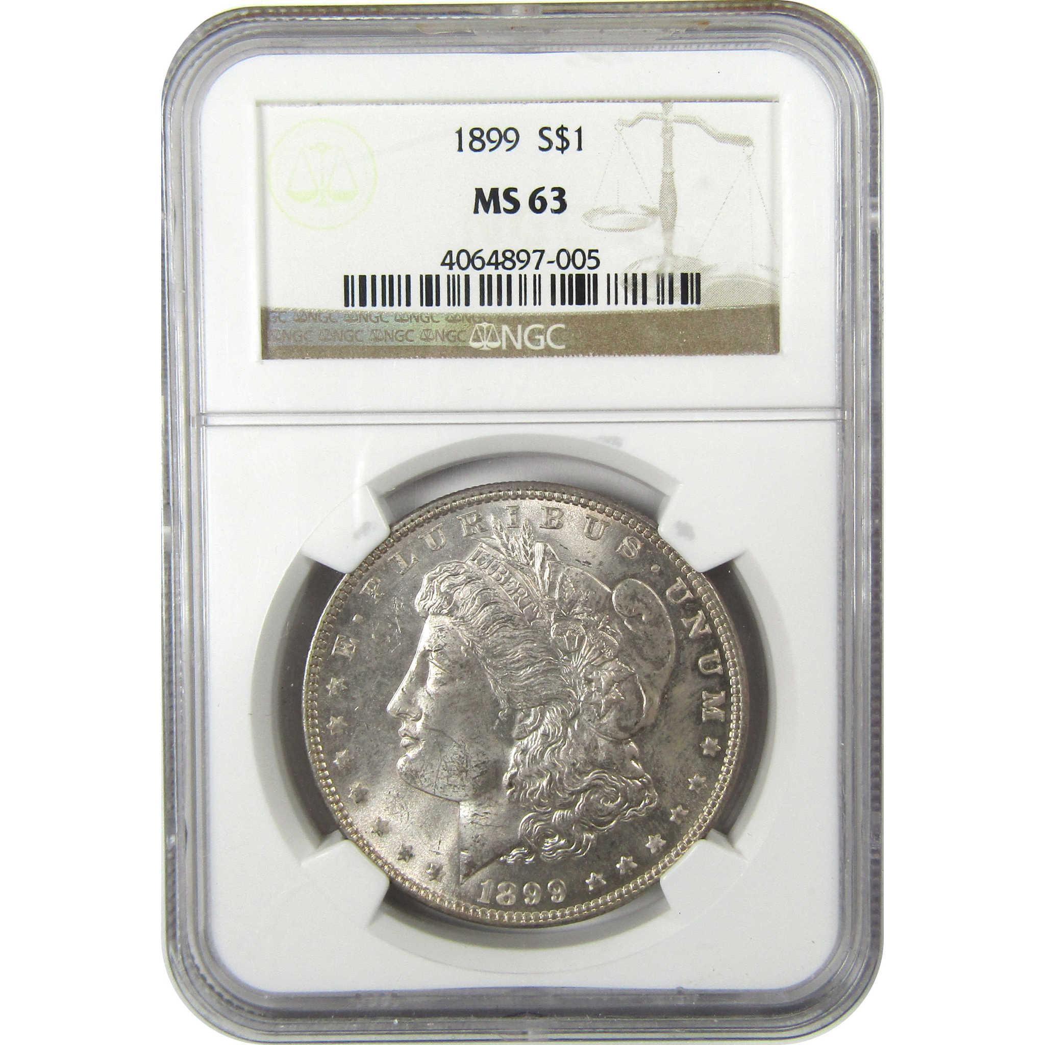 1899 Morgan Silver Dollar MS 63 NGC Uncirculated $1 Coin SKU:I26605 - Morgan coin - Morgan silver dollar - Morgan silver dollar for sale - Profile Coins & Collectibles