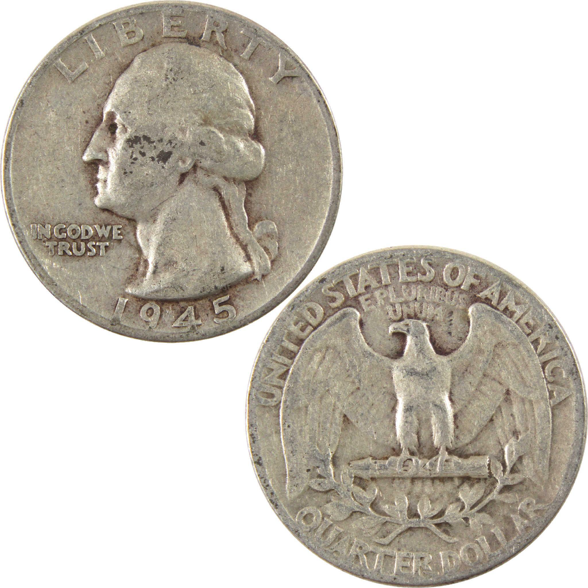1945 Washington Quarter VG Very Good Silver 25c Coin