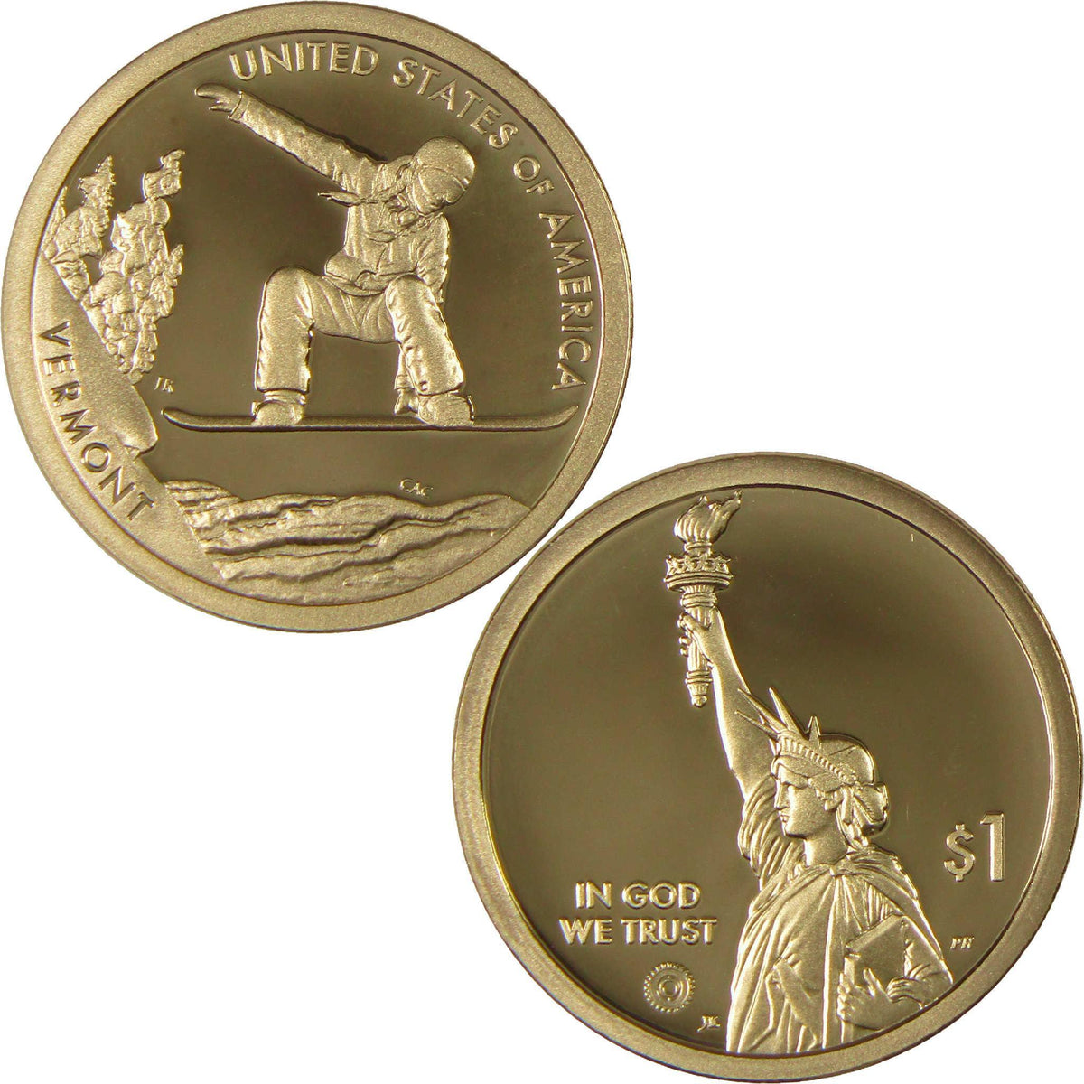 2022 S Vermont Snowboarding American Innovation Dollar Proof $1 Coin