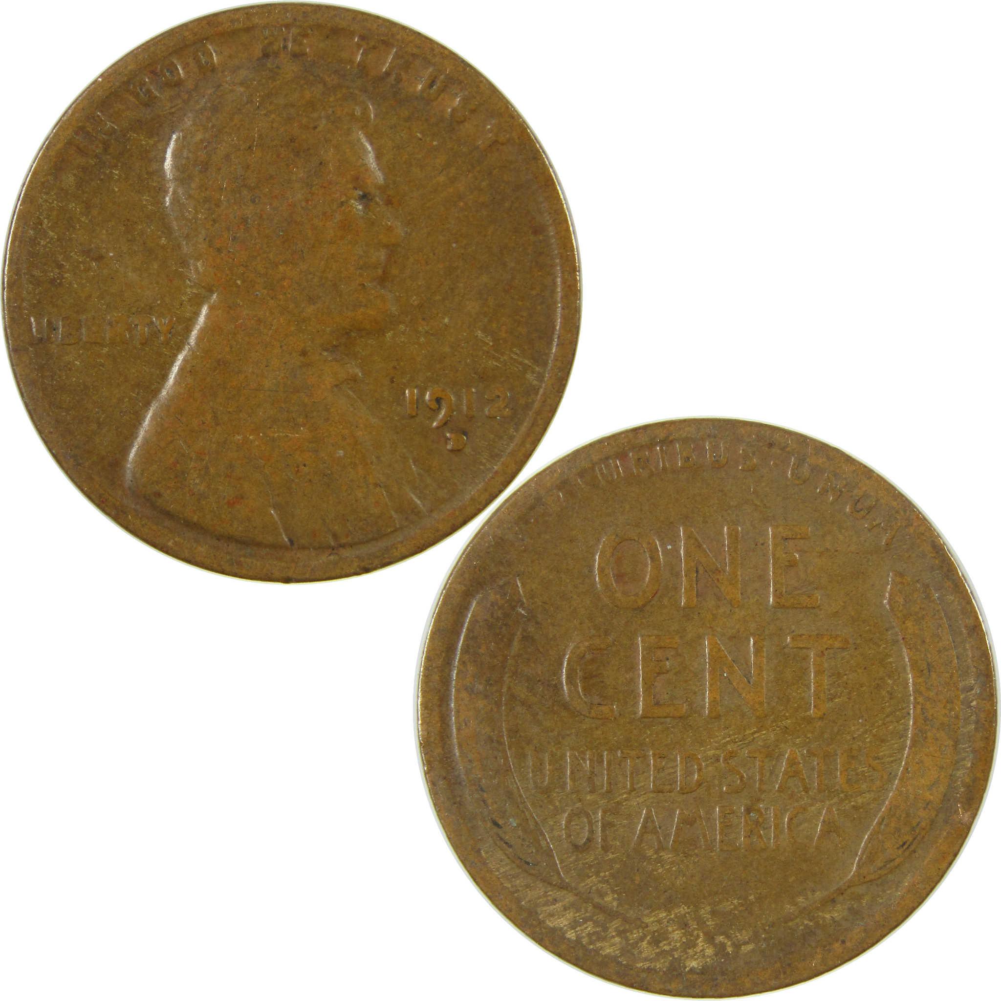 1912 D Lincoln Wheat Cent G Good Penny 1c Coin Collectible SKU:I27161