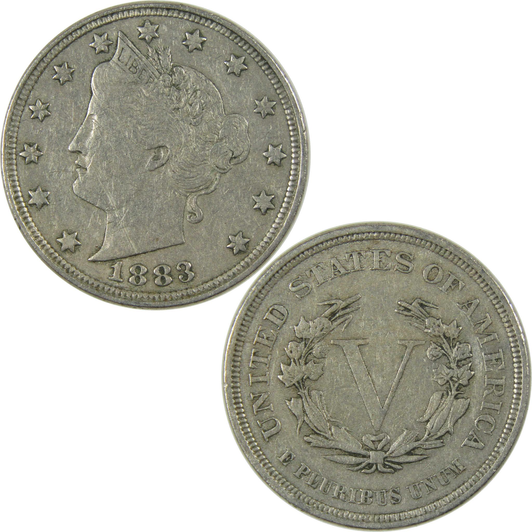 1883 No Cents Liberty Head V Nickel VF Very Fine 5c Coin SKU:I27243
