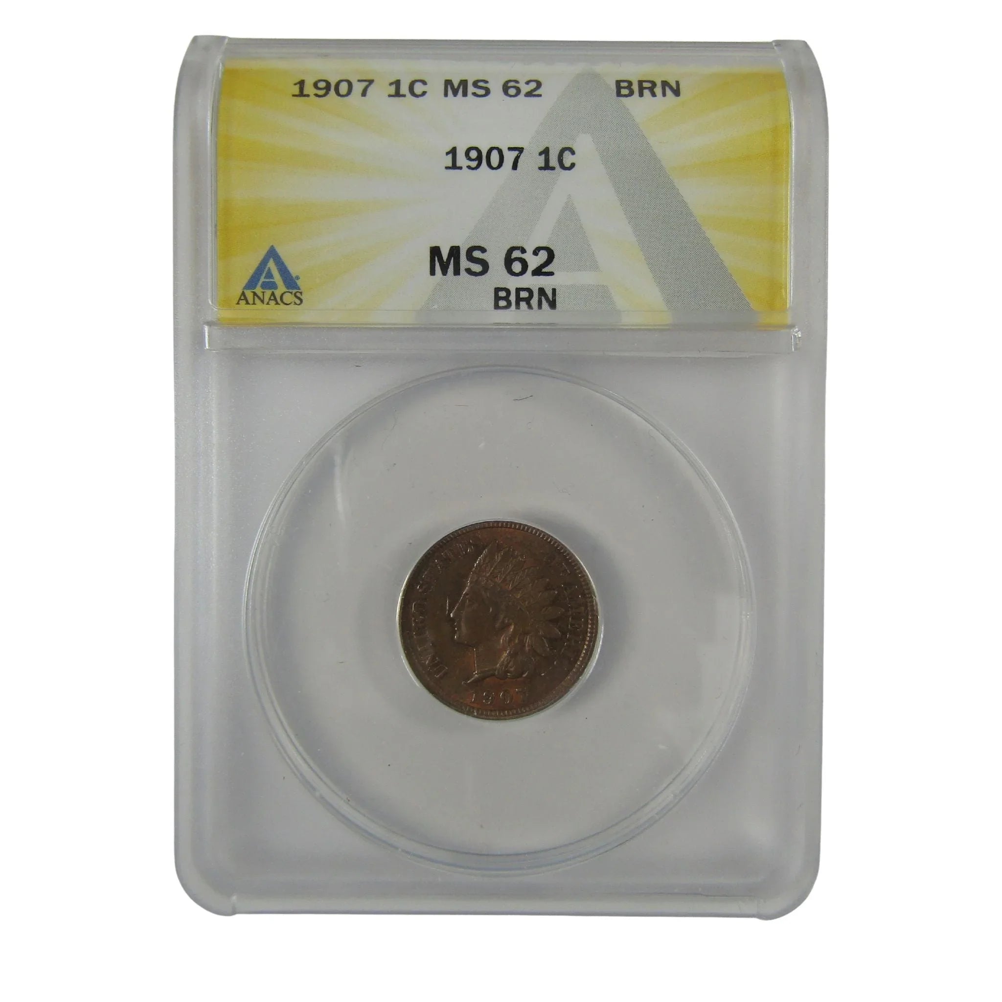 1907 Indian Head Cent MS 62 BN ANACS Penny Uncirculated SKU:I23017