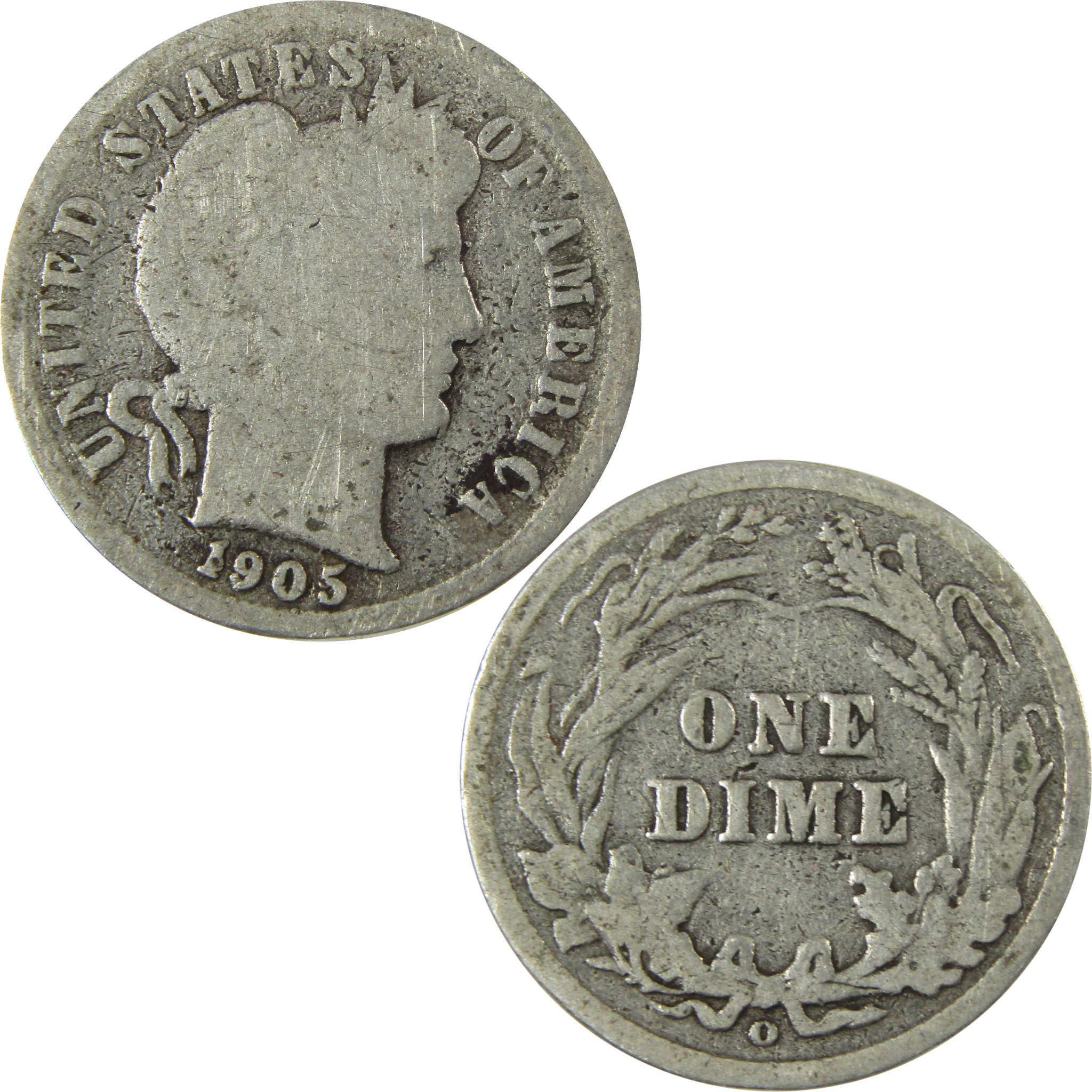 1905 O Micro O Barber Silver Dime G Good Details 10c Coin SKU:I26617