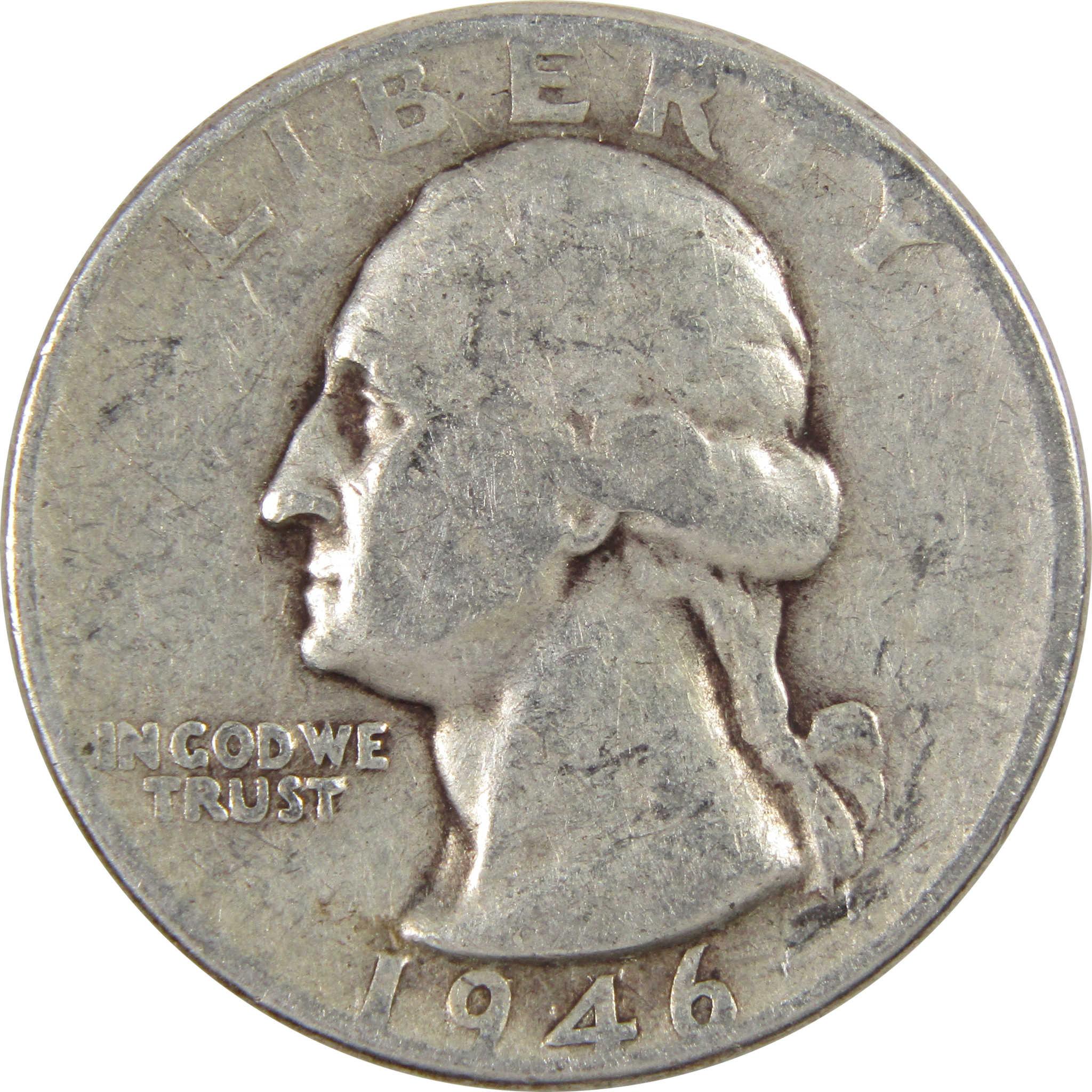 1946 Washington Quarter AG About Good 90% Silver 25c Coin