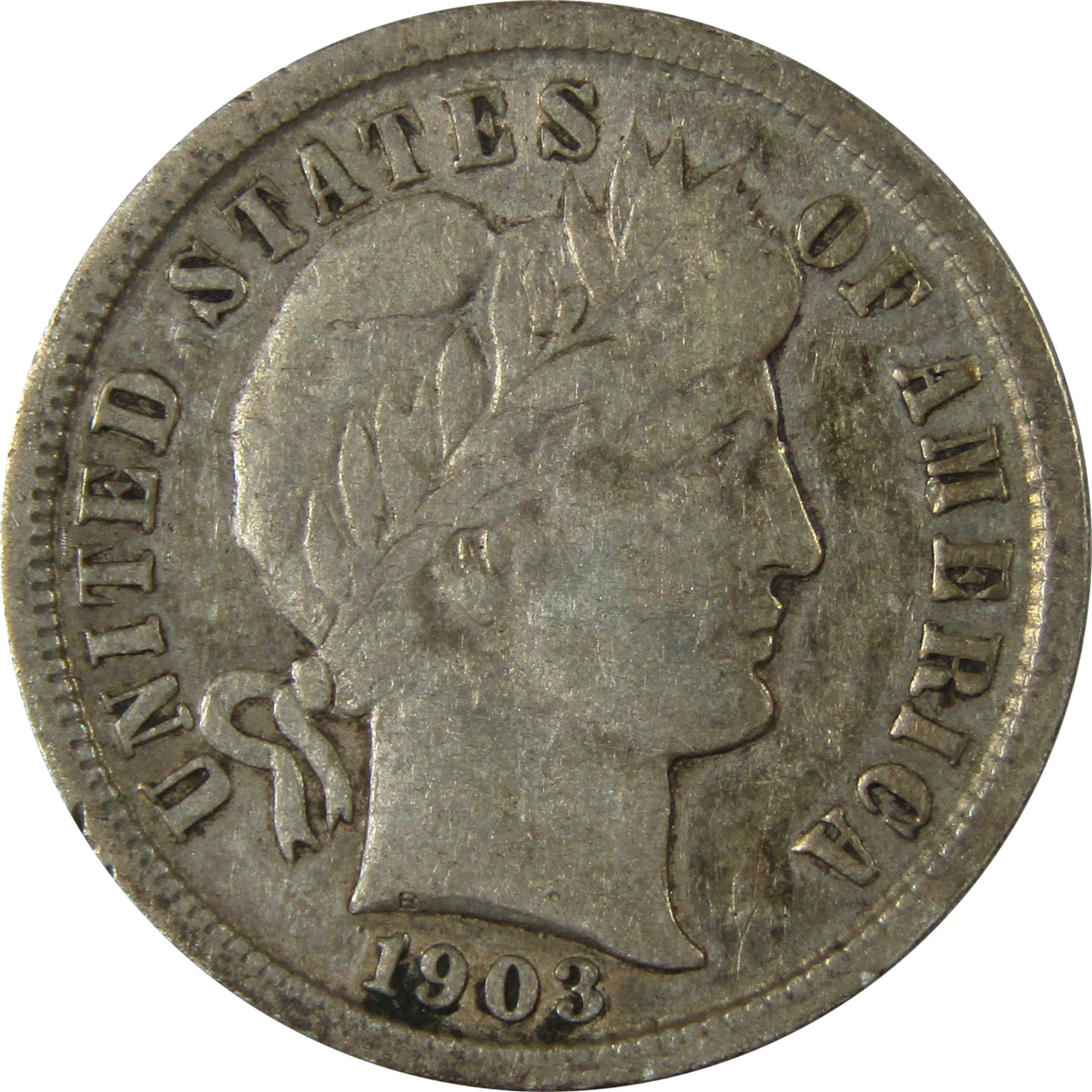 1903 Barber Silver Dime F Fine 10c Coin Collectible SKU:CP978