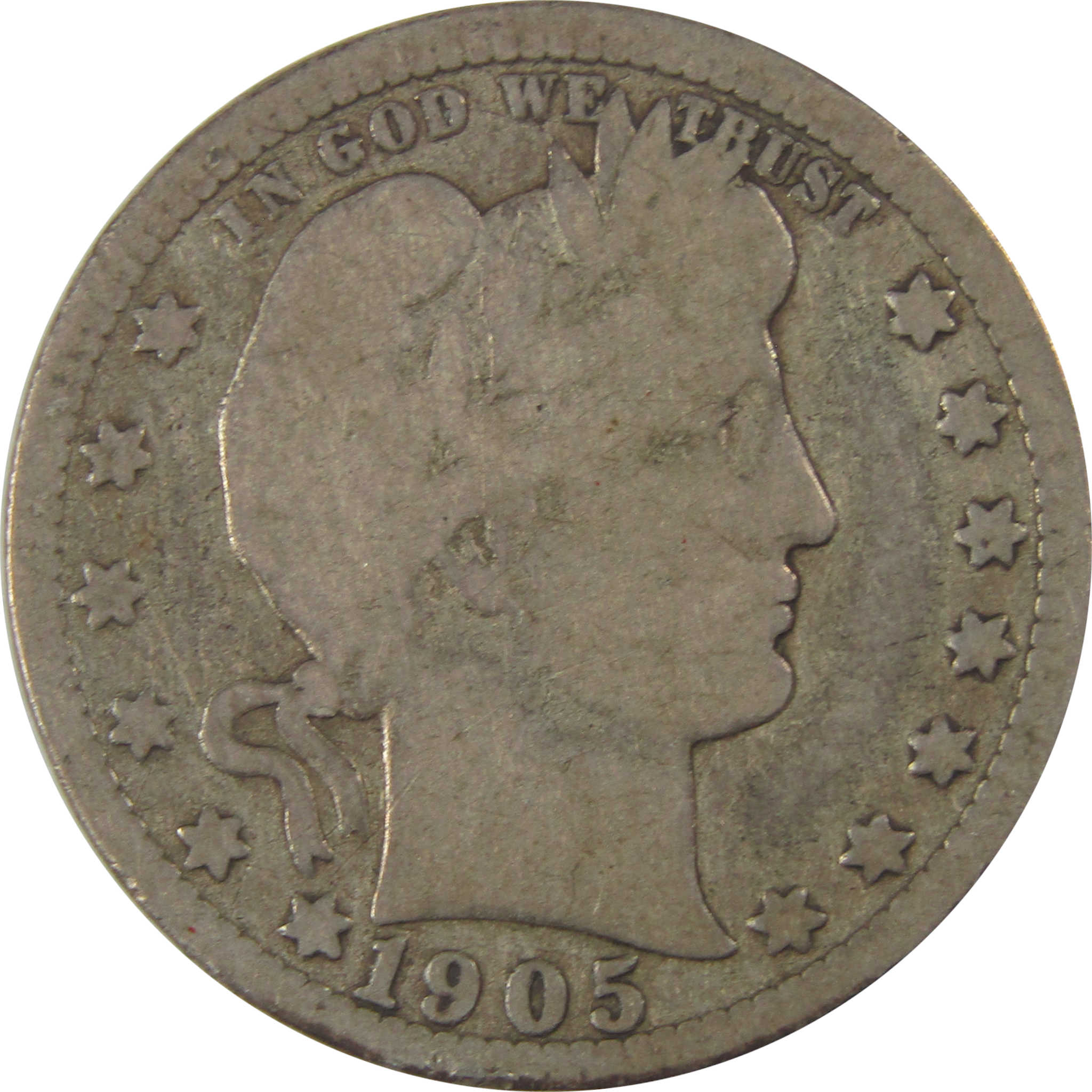 1905 O Barber Quarter G Good Silver 25c Coin SKU:I19764