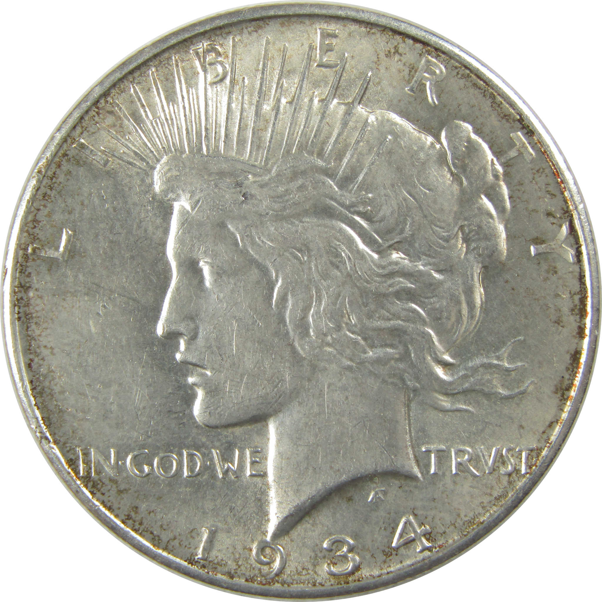 1934 D Peace Dollar Borderline Uncirculated Silver $1 Coin SKU:I22461
