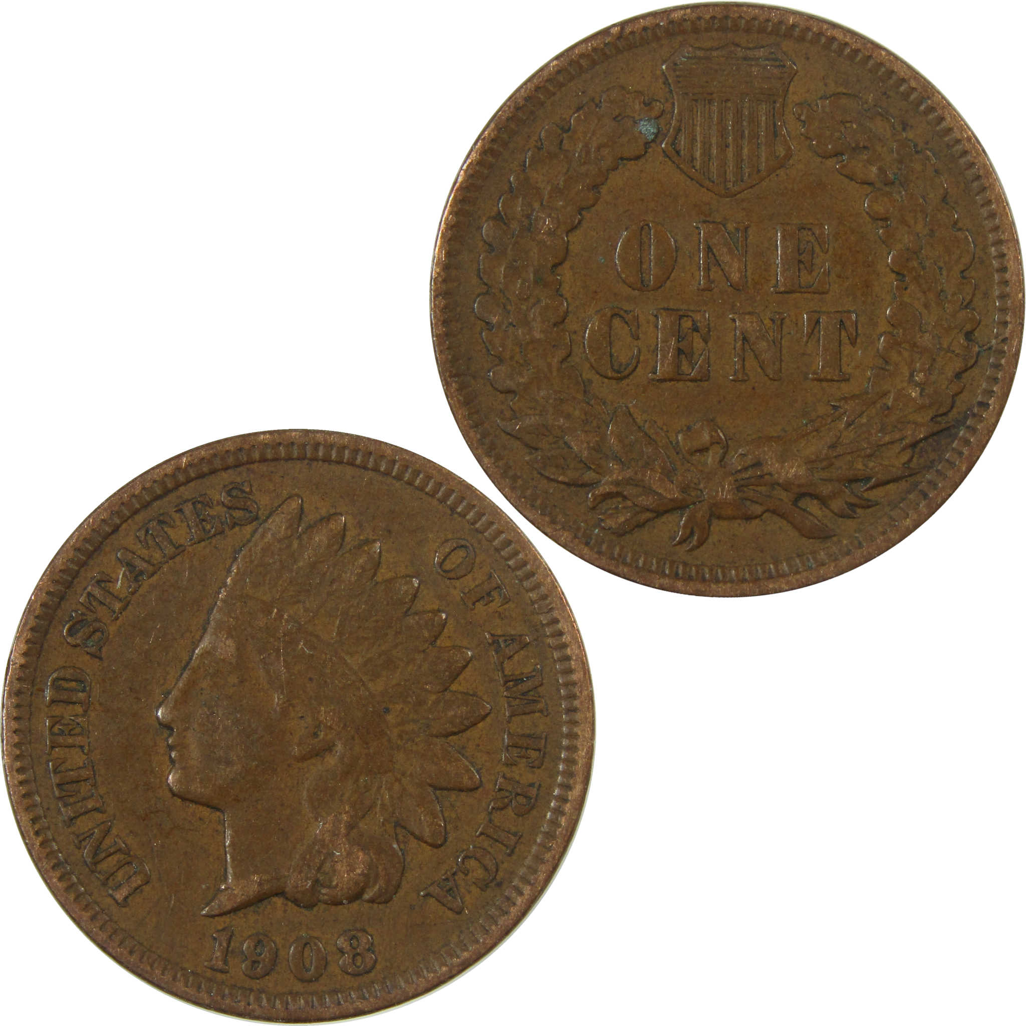 1908 Indian Head Cent VF Very Fine Penny 1c Coin SKU:I26960