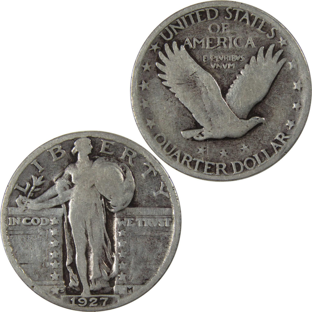 1927 S Standing Liberty Quarter G Good Silver 25c Coin SKU:I23462