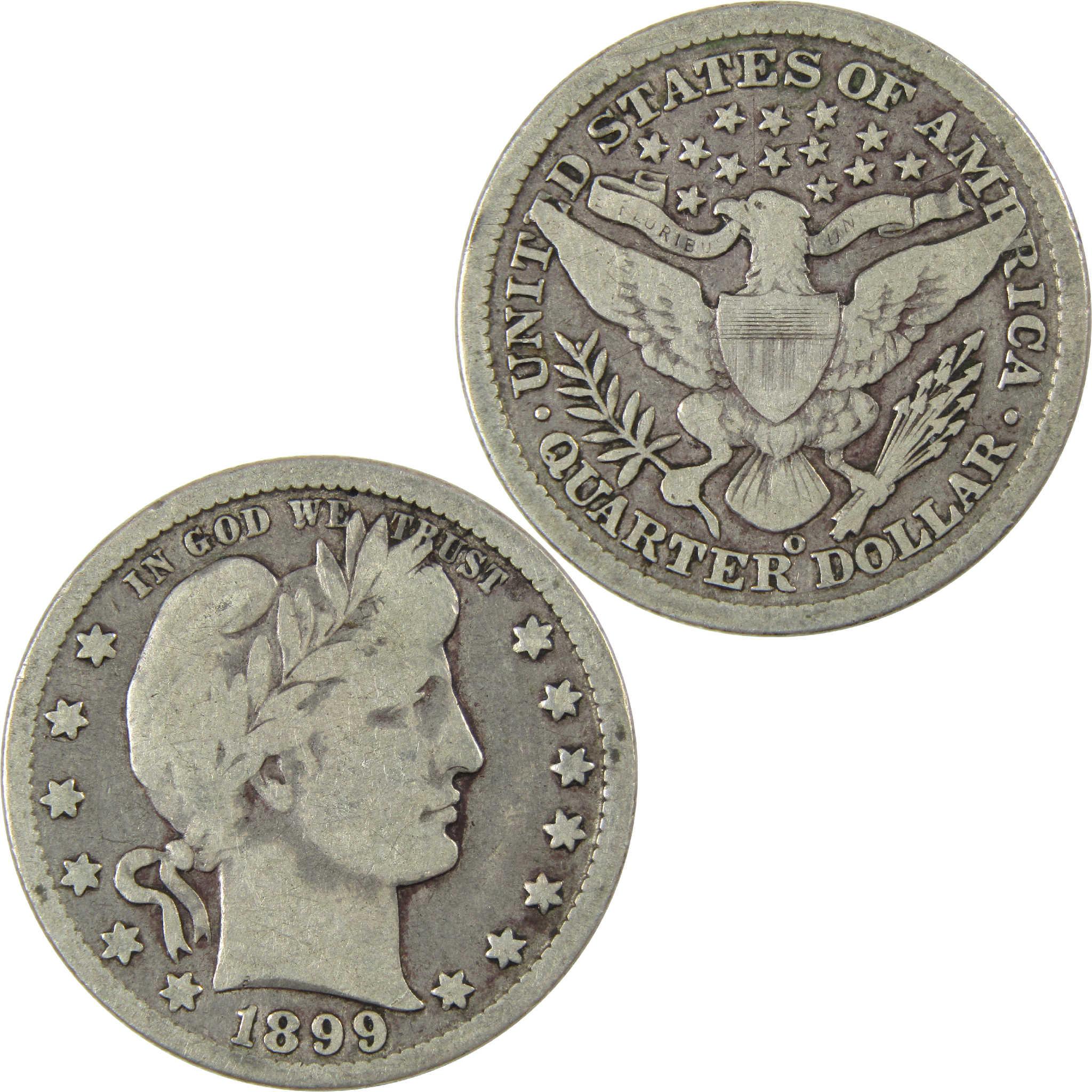 1899 O Barber Silver Quarter VG Very Good 25c Coin Collectible