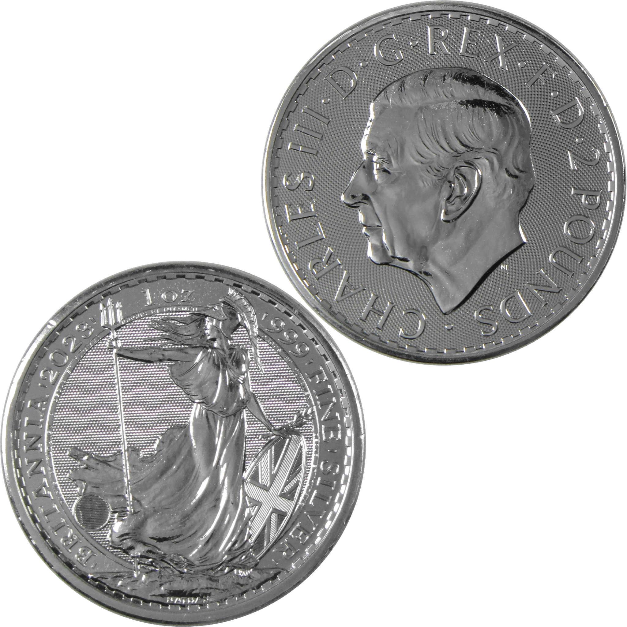2023 Charles III UK Britannia £2 1 oz .999 Silver BU Uncirculated