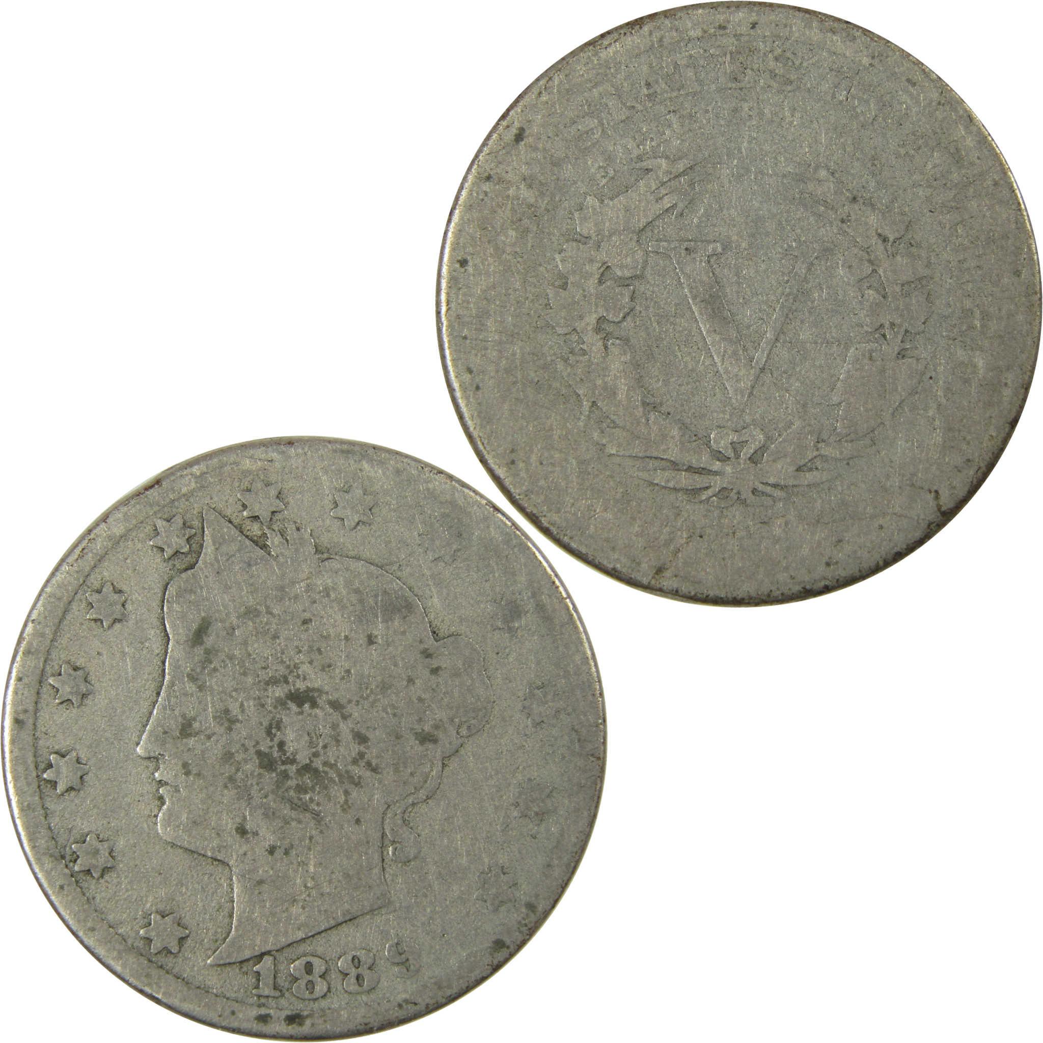 1889 Liberty Head V Nickel AG About Good 5c Coin SKU:I27223