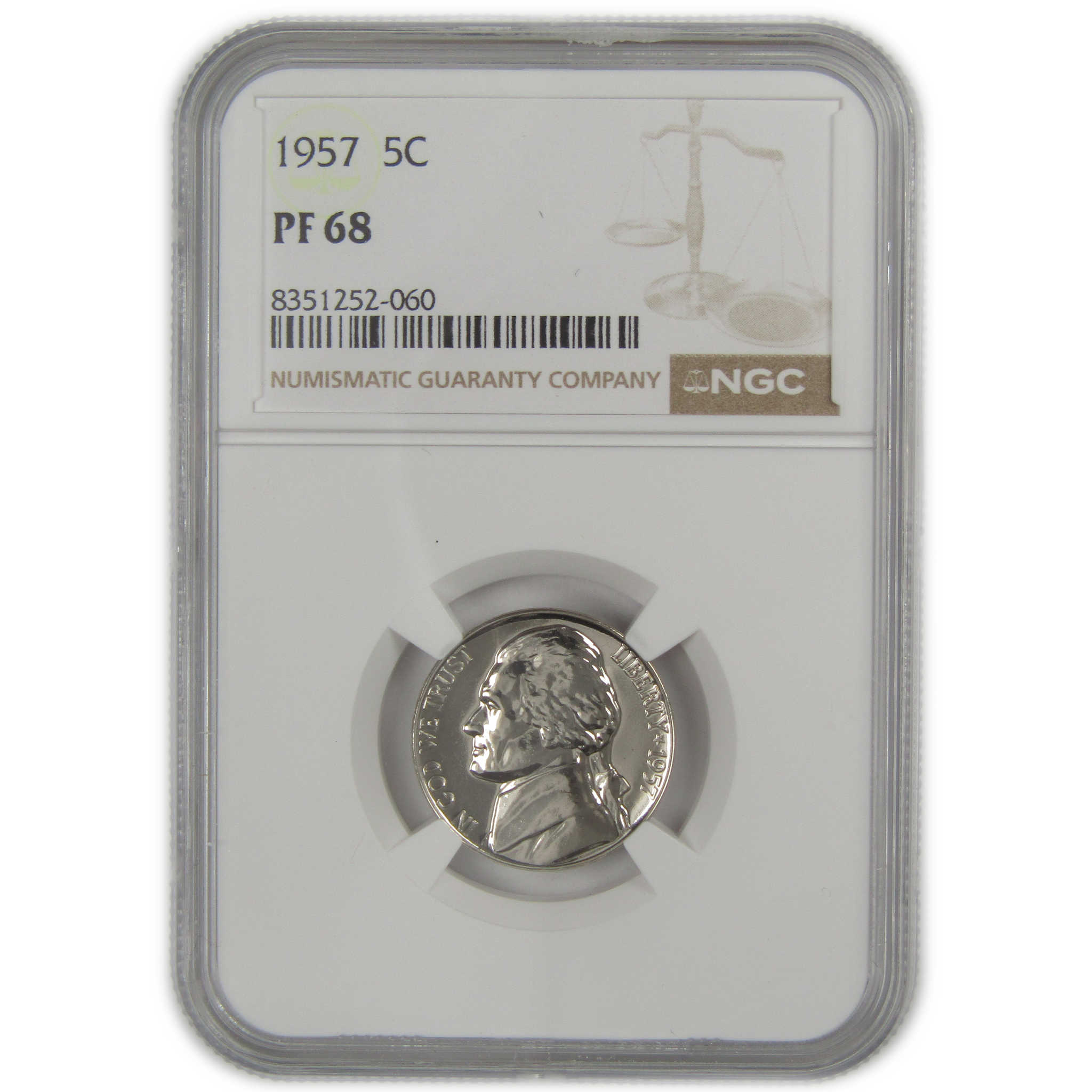 1957 Jefferson Nickel PF 68 NGC Proof 5c Coin SKU:I20643