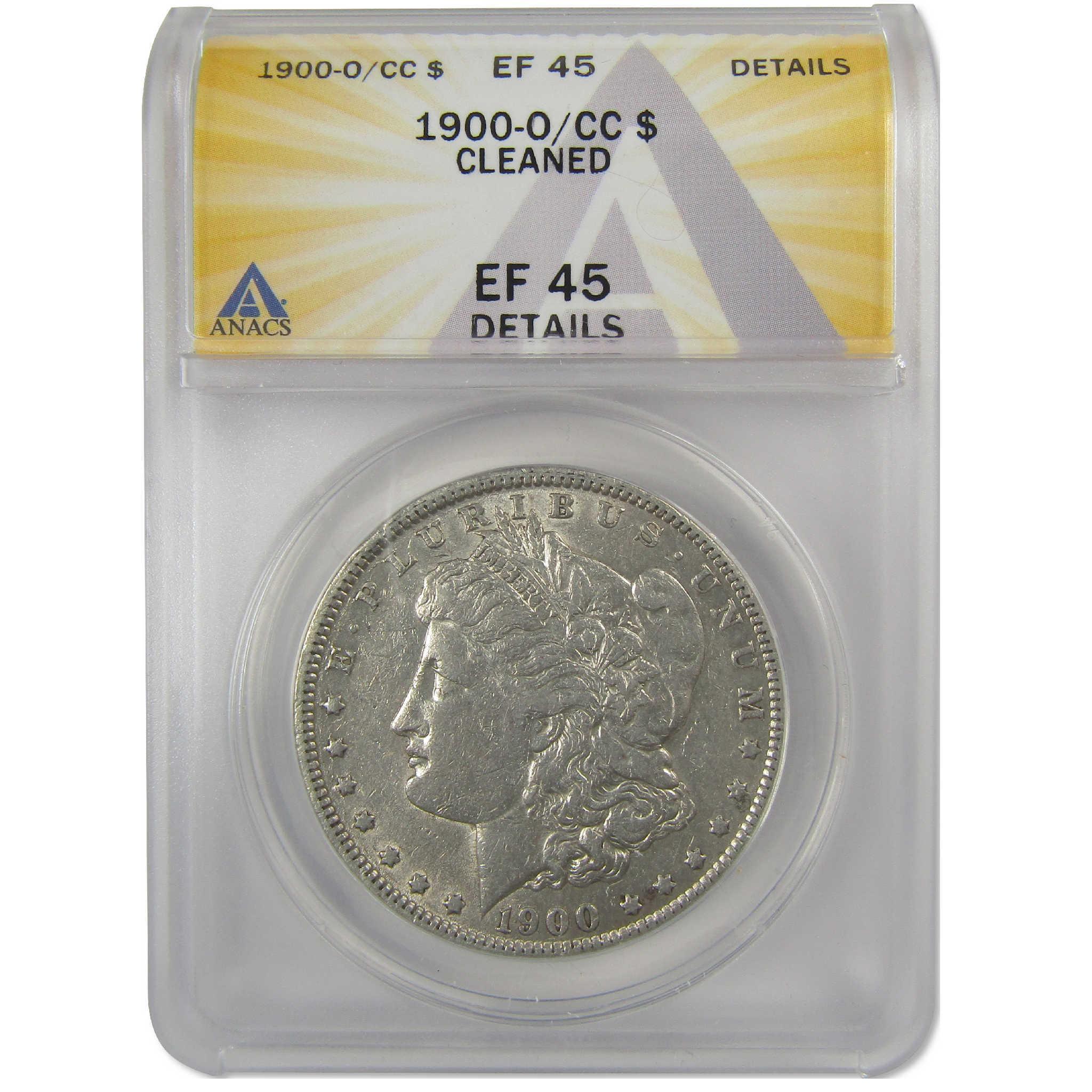 1900 O/CC Morgan Dollar EF 45 Details ANACS Silver $1 Coin SKU:I20413 - Morgan coin - Morgan silver dollar - Morgan silver dollar for sale - Profile Coins & Collectibles
