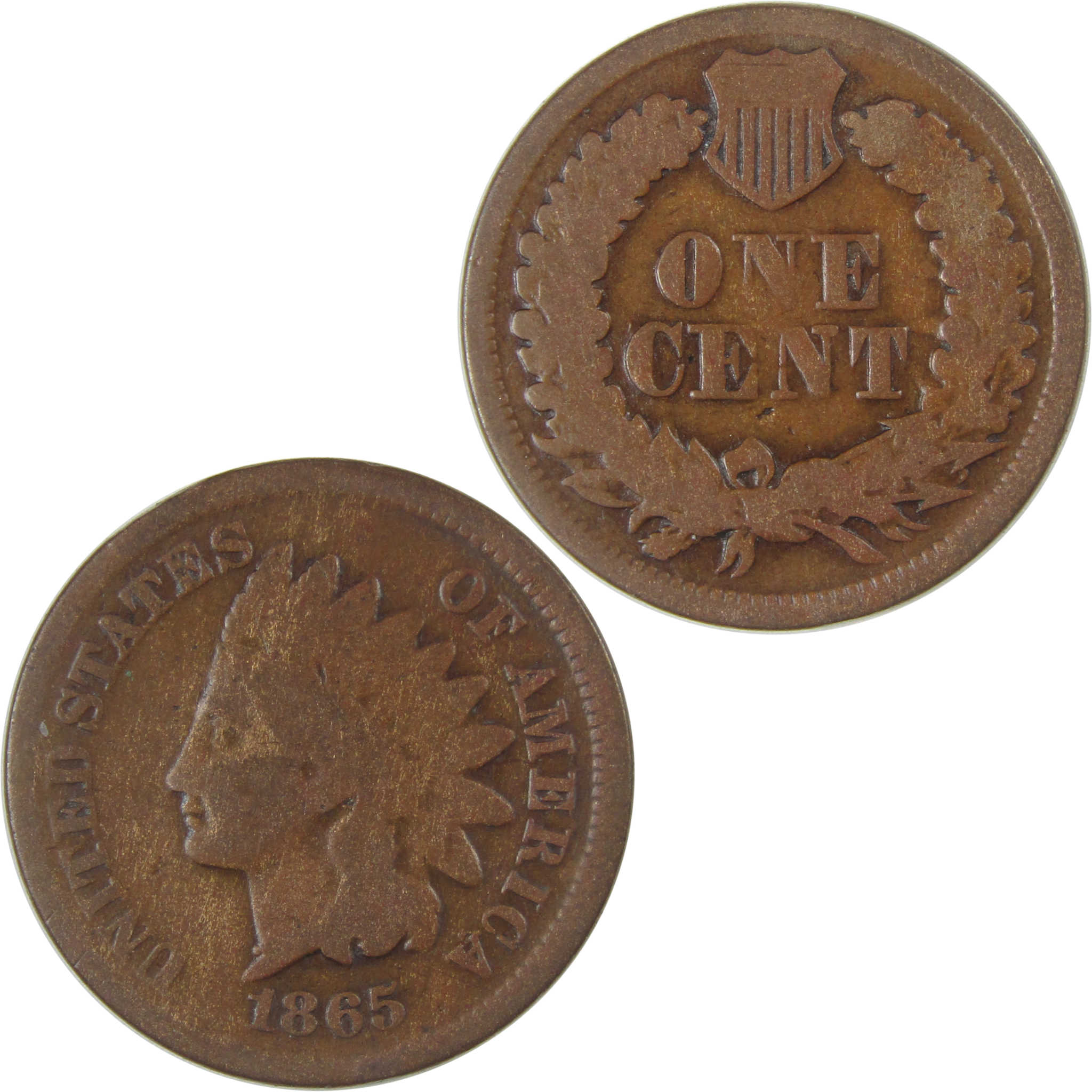 1865 Fancy 5 Indian Head Cent G Good Penny 1c Coin SKU:CP22