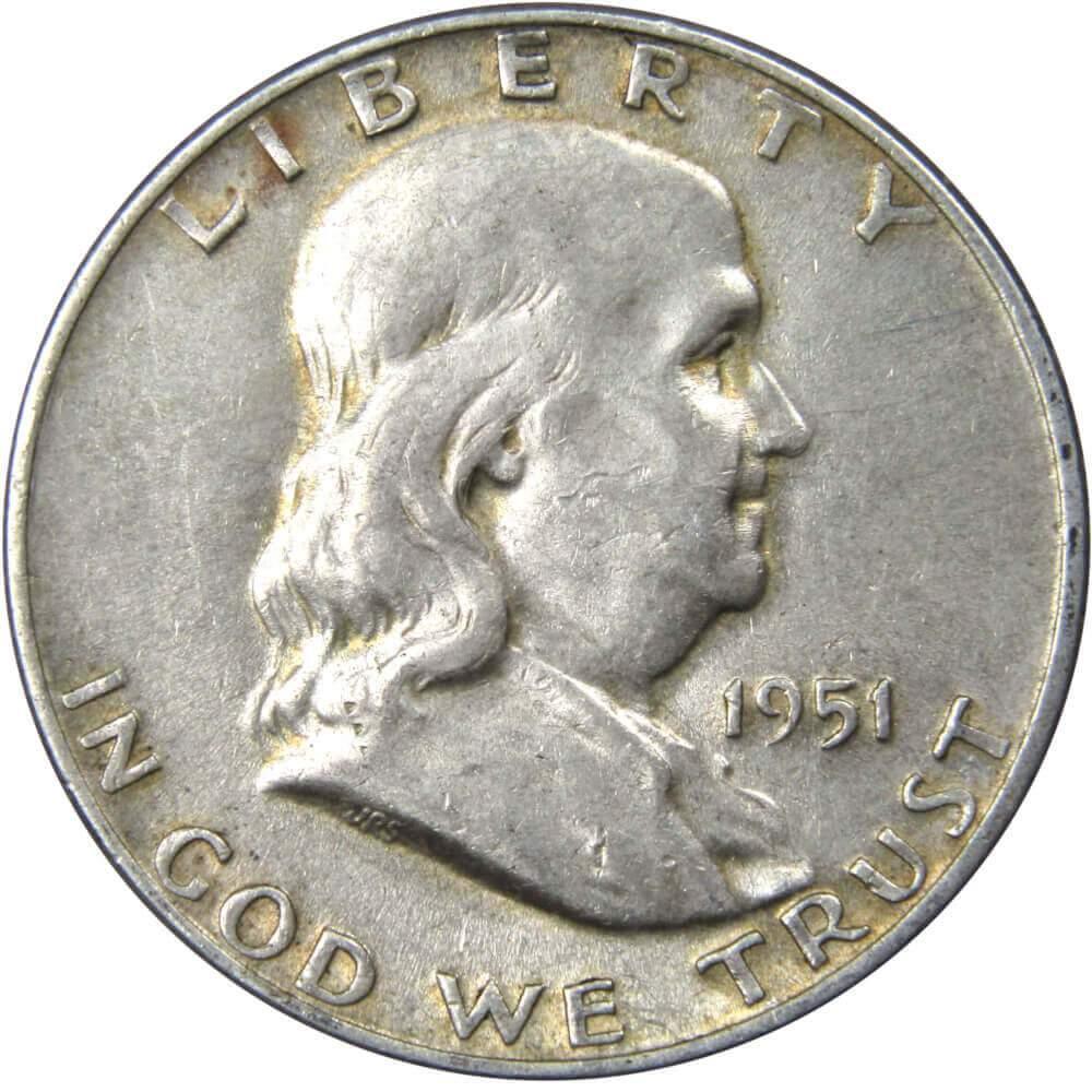 1951 D Franklin Half Dollar XF EF Extremely Fine Silver 50c Coin