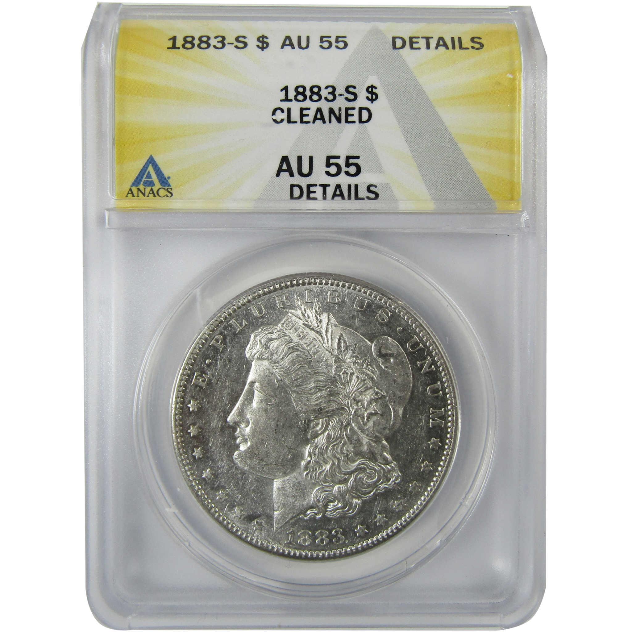 1883 S Morgan Silver Dollar AU 55 Details ANACS $1 Coin SKU:CP593 - Morgan coin - Morgan silver dollar - Morgan silver dollar for sale - Profile Coins & Collectibles