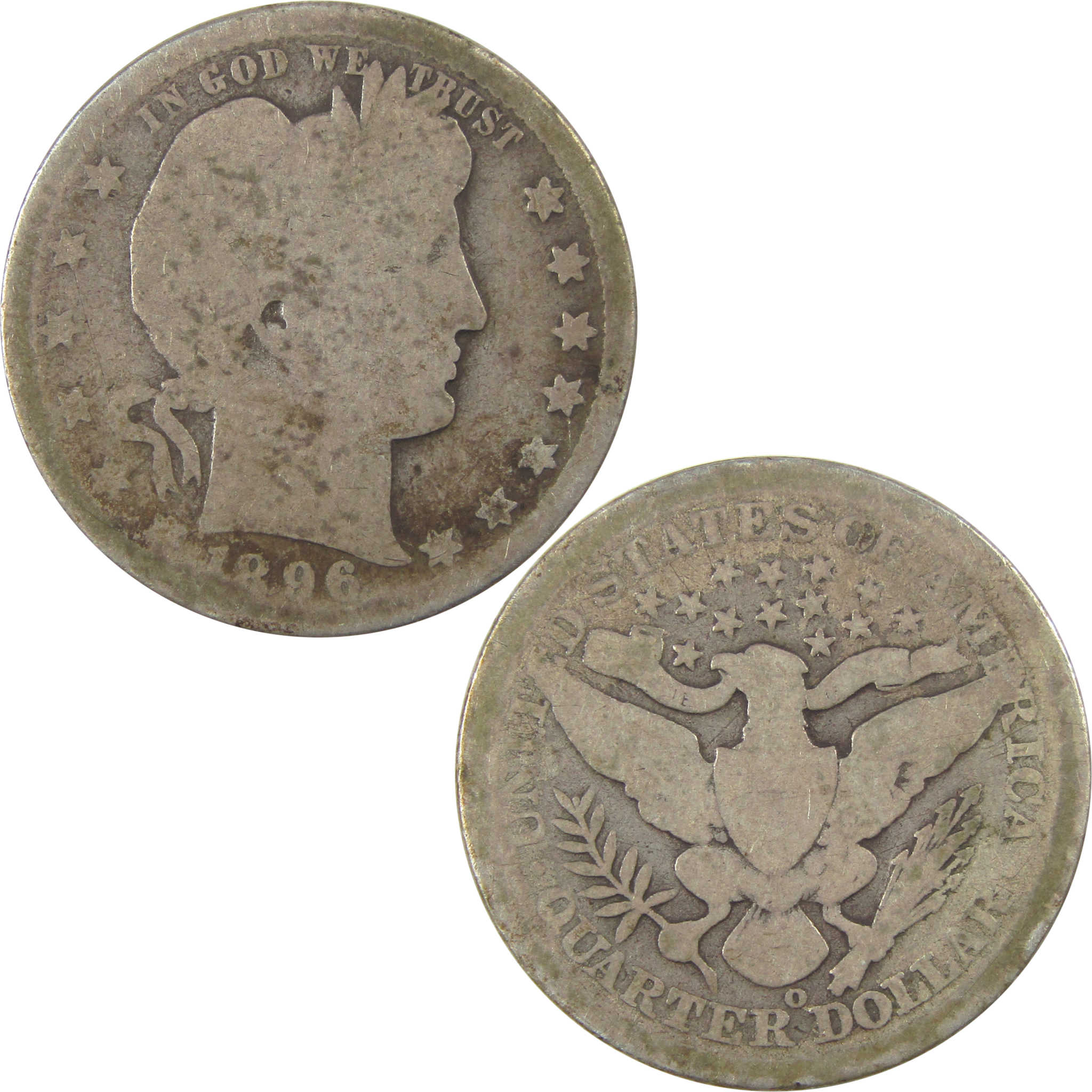 1896 O Barber Quarter AG About Good Silver 25c Coin SKU:I21882