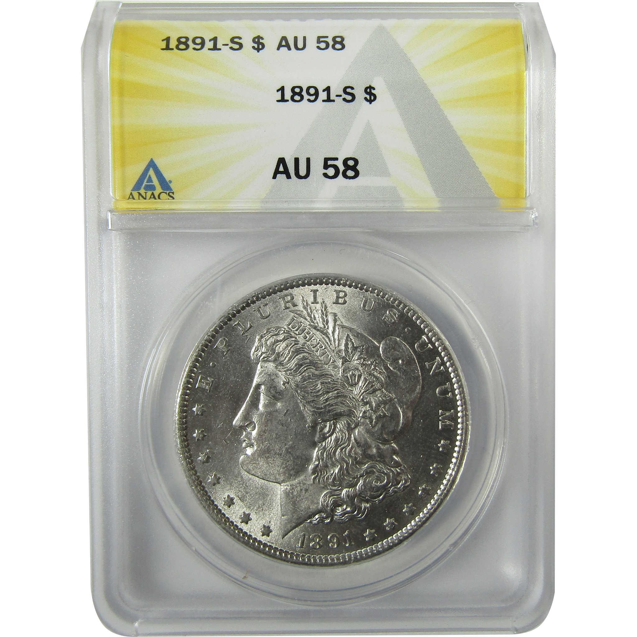 1891 S Morgan Silver Dollar AU 58 ANACS $1 Coin Collectible SKU:I27967 - Morgan coin - Morgan silver dollar - Morgan silver dollar for sale - Profile Coins & Collectibles