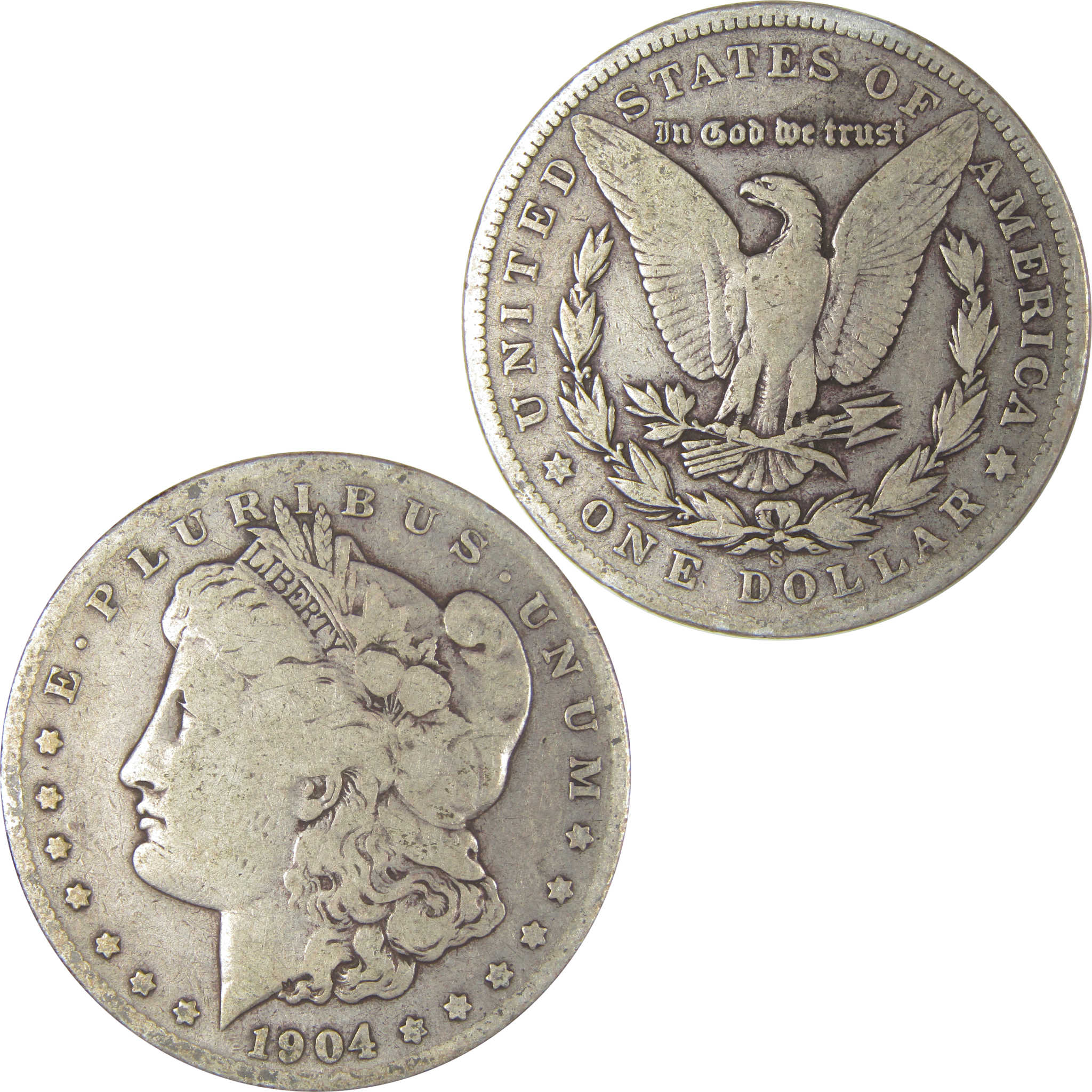 1904 S Morgan Dollar VG Very Good Silver $1 Coin SKU:I22509 - Morgan coin - Morgan silver dollar - Morgan silver dollar for sale - Profile Coins & Collectibles