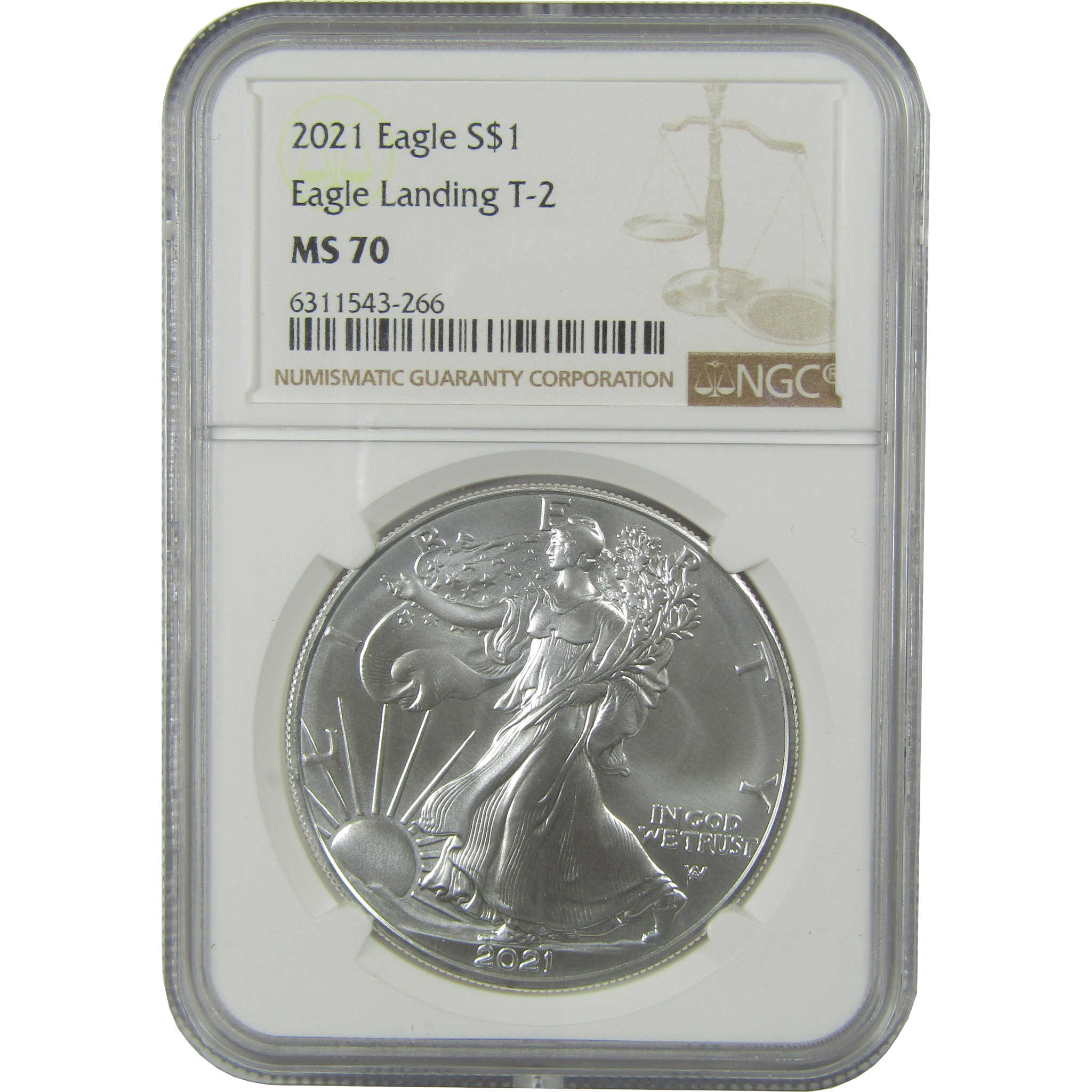 2021 Type 2 American Silver Eagle MS 70 NGC Bullion Uncirculated