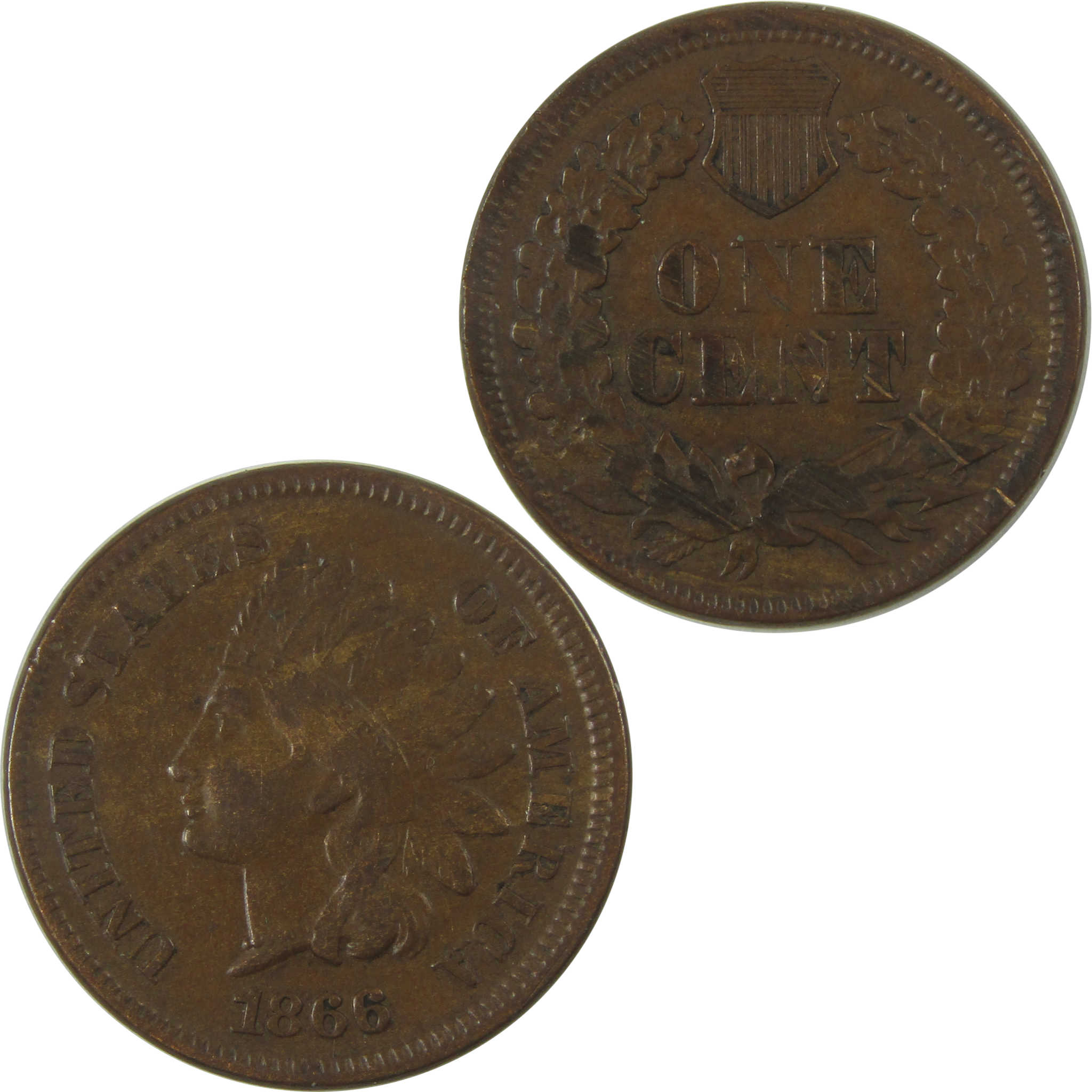 1866 Indian Head Cent XF EF Extremely Fine Details Penny SKU:I20004