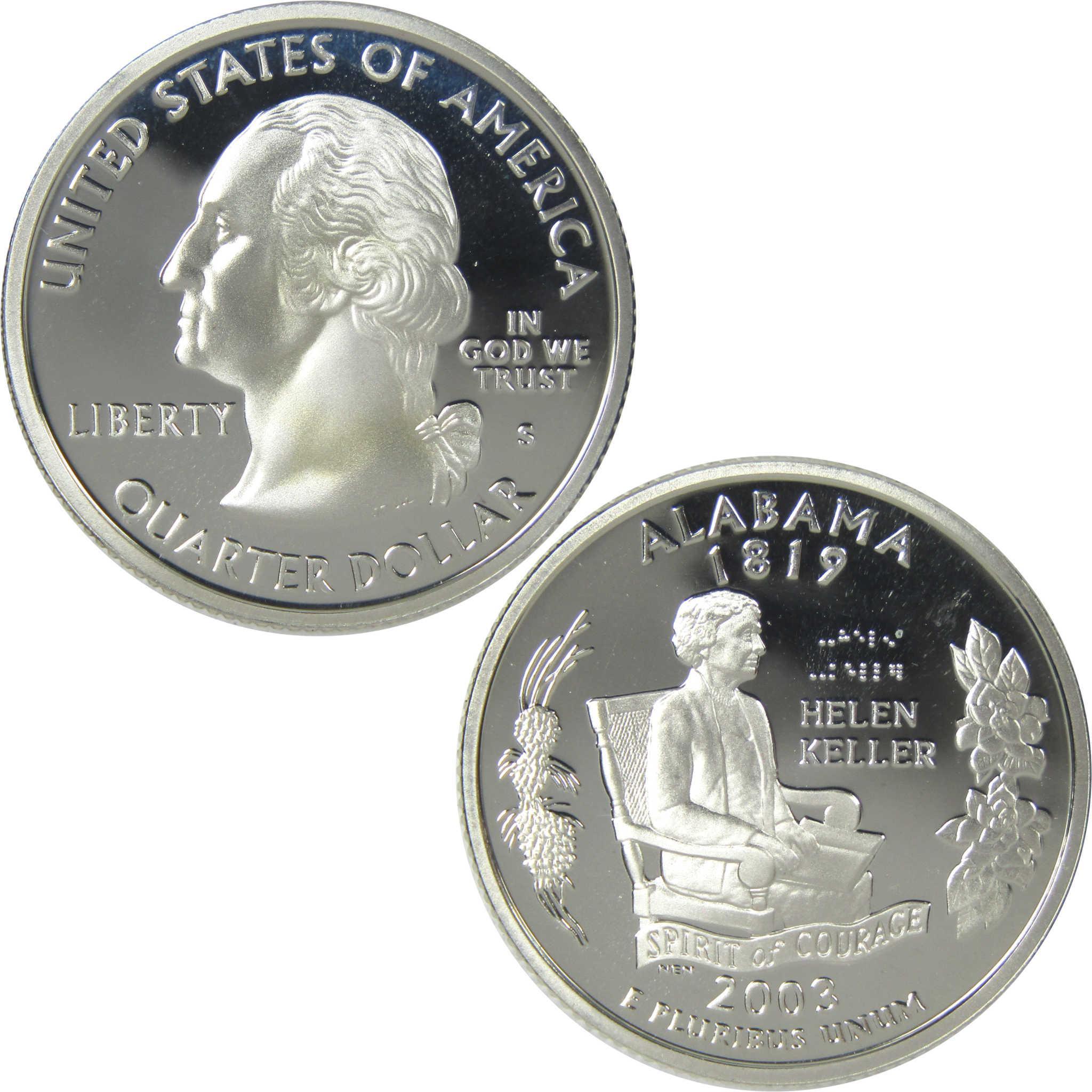 2003 S Alabama State Silver Quarter Proof 25c Coin Collectible