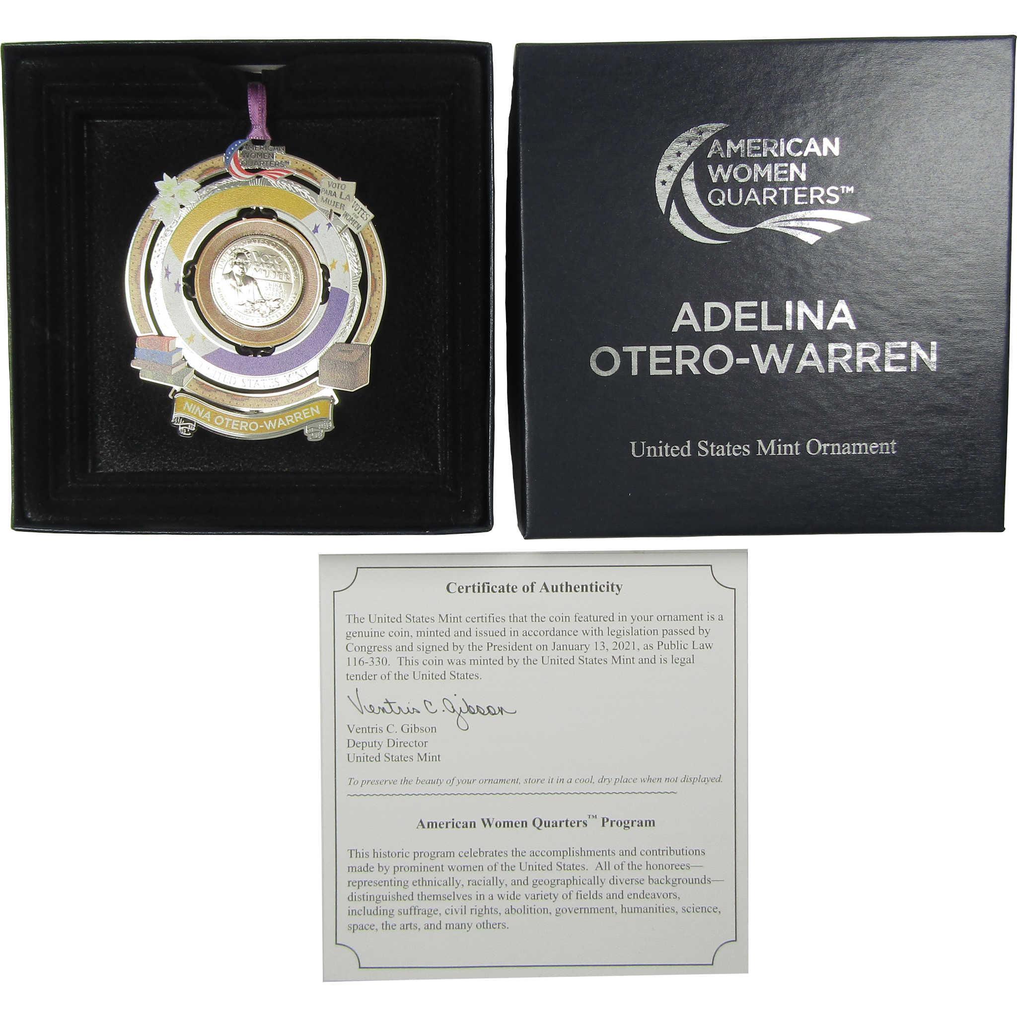 2022 Nina Otero-Warren American Women Quarter Ornament OGP COA